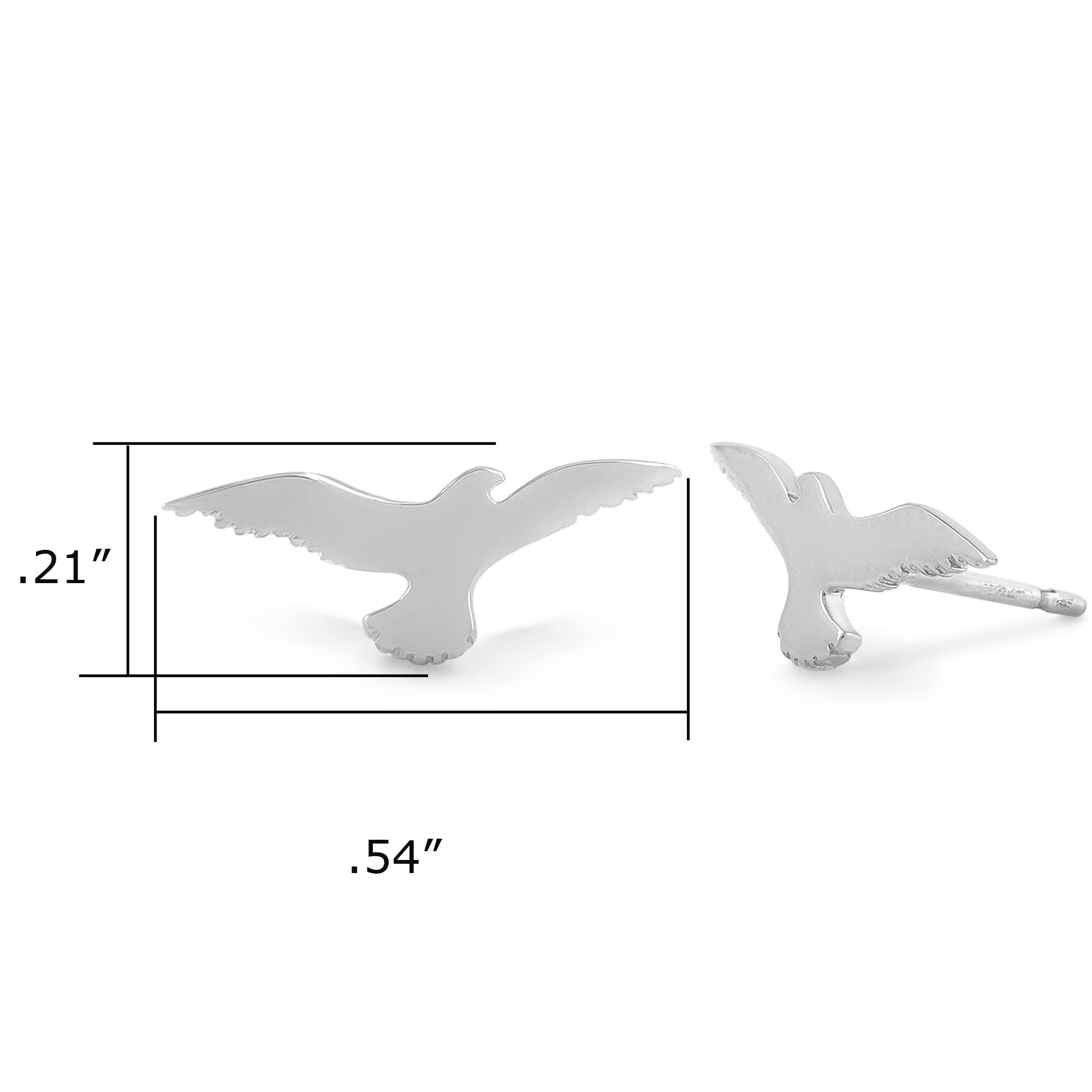 Sterling Silver Soaring Eagle Bird Silhouette Stud Earrings for Women | Boma Jewelry | Perfect for Everyday Wear, Gifts & Special Occasions