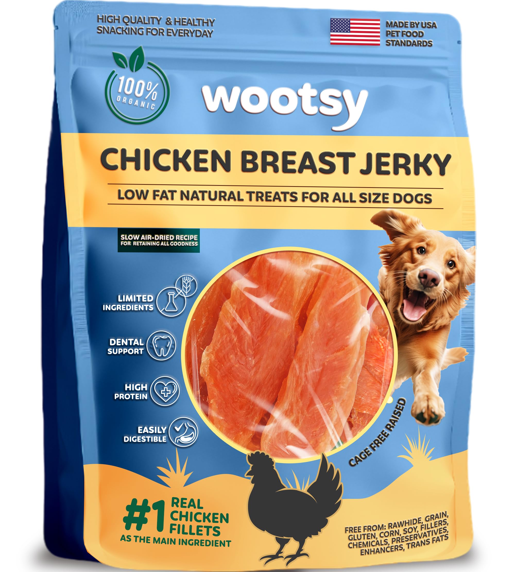 Premium Chicken Jerky Dog Treats - Grain Free, High Protein, Low Calorie - Healthy Dental Chews for Dogs - No Rawhide, All Natural Ingredients - 24 oz Bag - Perfect for Training, Rewards & Oral Care