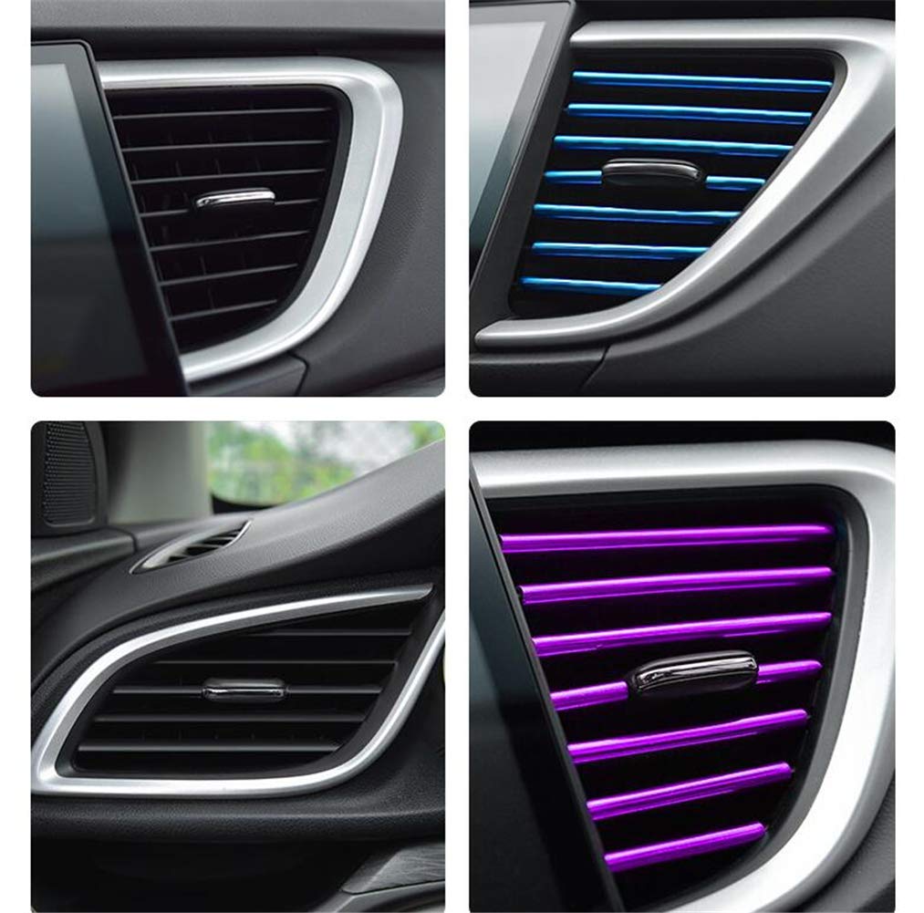 10 Pieces Chrome Car Ventilation Grille Decor - 20CM Air Conditioning Outlet Trim Strips for Interior Accessories | Universal Fit for Most Vehicles | Perfect for Car Customization & Style Upgrade