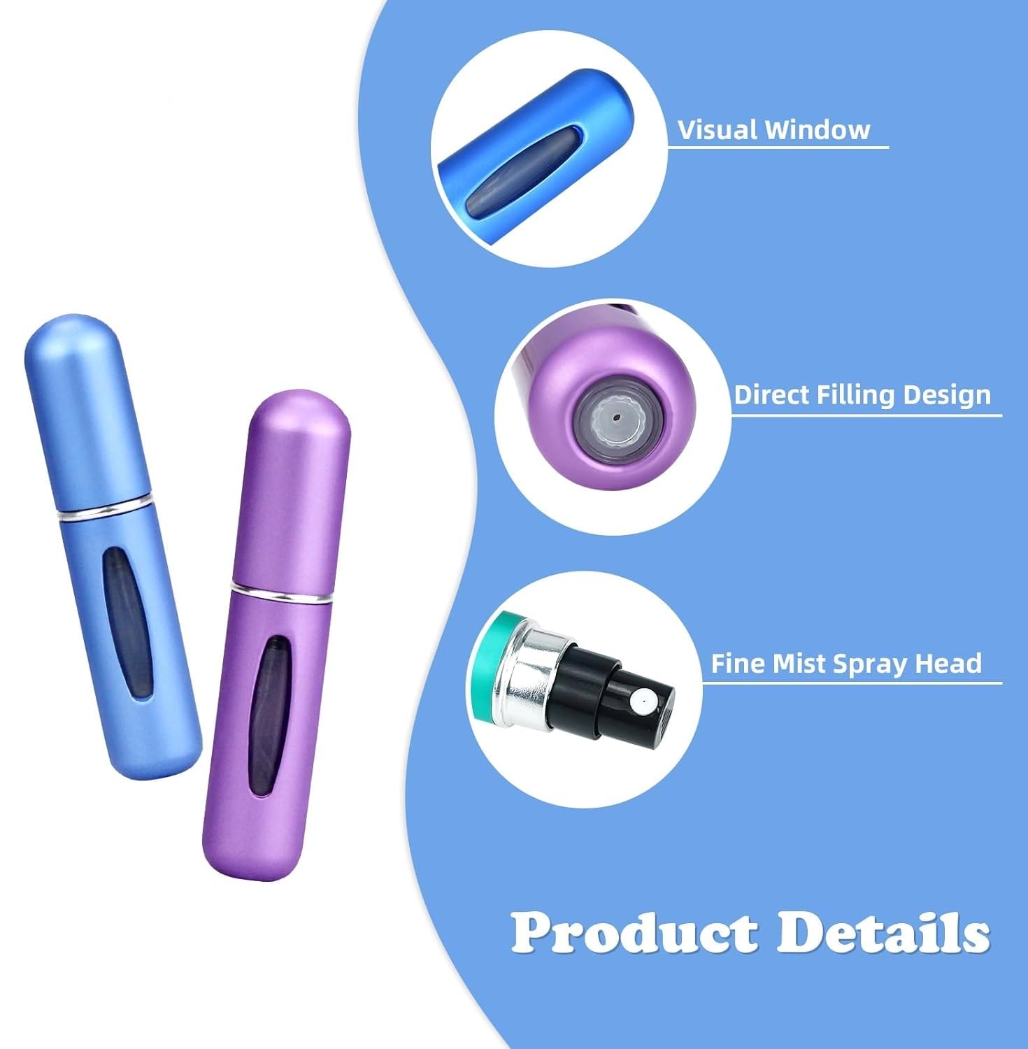 MAPPERZ Mini Travel Perfume Atomizer - 5ml Pocket-Sized Refillable Aluminum Spray Bottle with Pump for On-the-Go Fragrance | Perfect for Travel, Gym, Purse & Everyday Carry