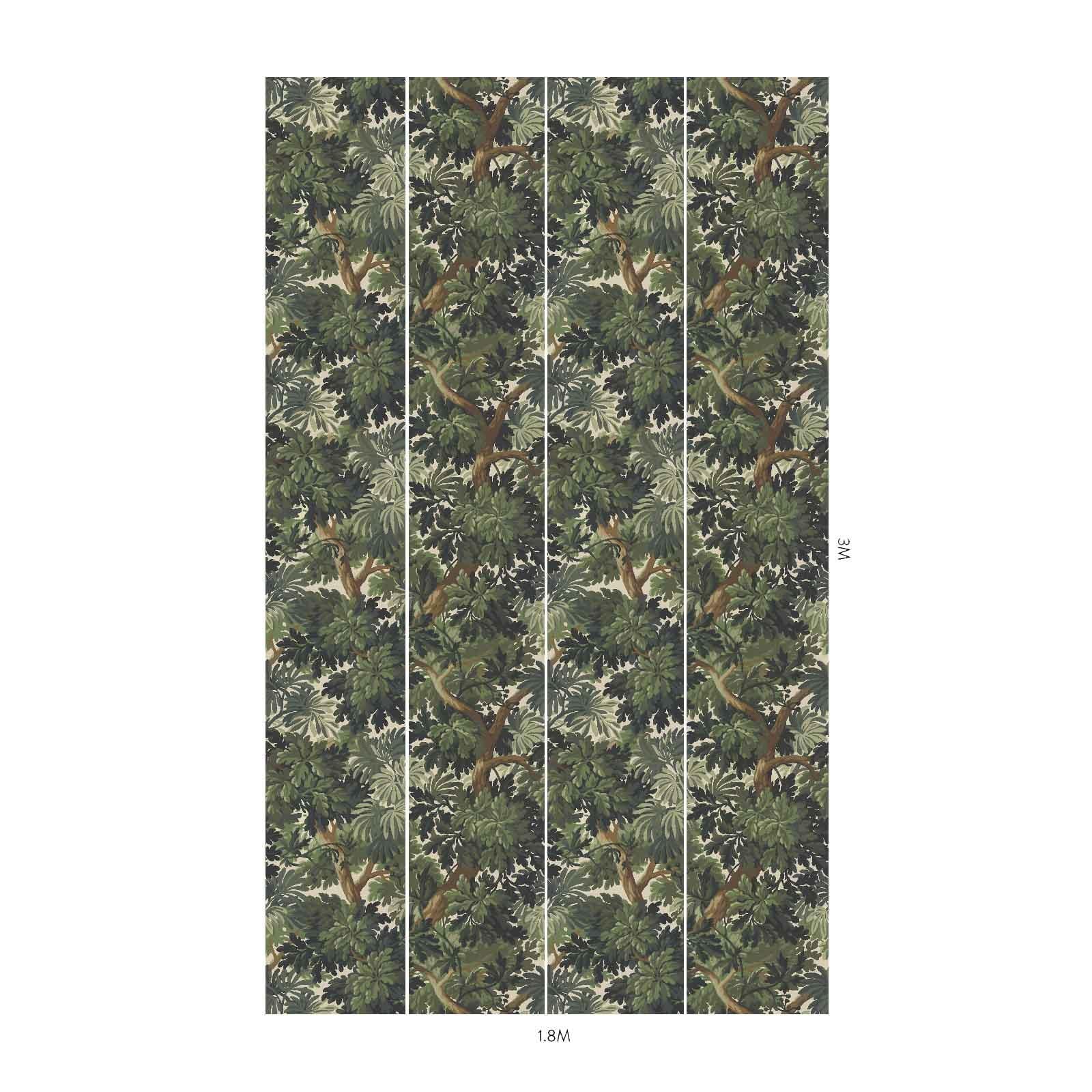 FORIS MAGNA Premium Peel and Stick Wallpaper - Verdure Green Floral Design - Easy DIY Home Decor for Living Room, Bedroom, or Office