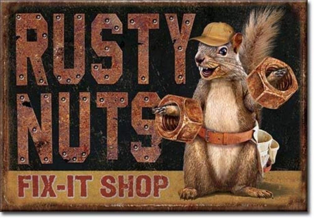 Funny Rusty Nuts Garage Refrigerator Magnet - Novelty Office & Home Decor - USA Made - Perfect for Fridge, Lockers & Workspaces