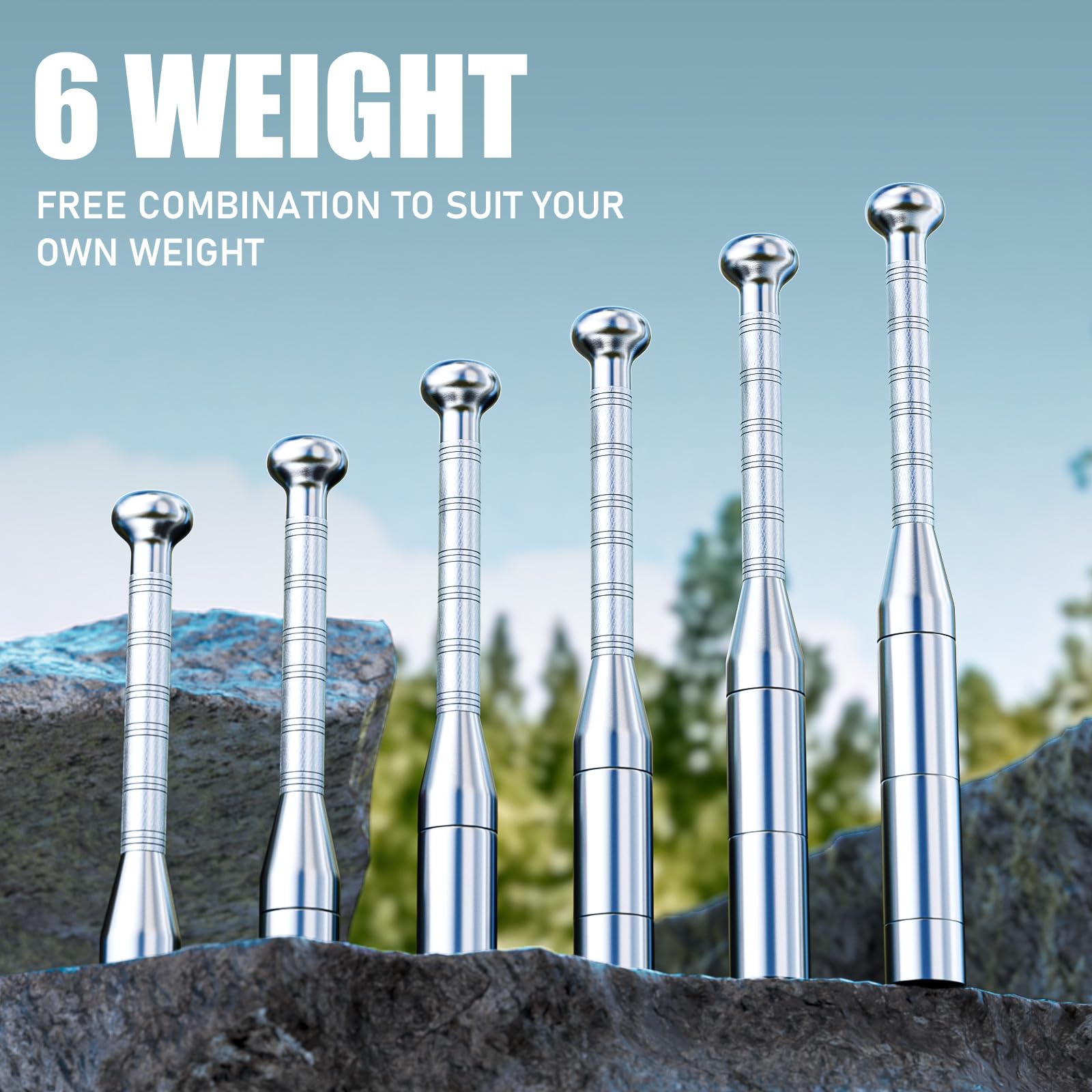 TOBWOLF Adjustable Macebell for Strength Training - 6 in 1 Indian Club Weighted Clubbell (6.5/9/11/13/15/17.5LBs) - Steel Club for Muscle Building, Shoulder, Grip & Forearm Workouts - Perfect for Home Gym, CrossFit, and Functional Fitness Training