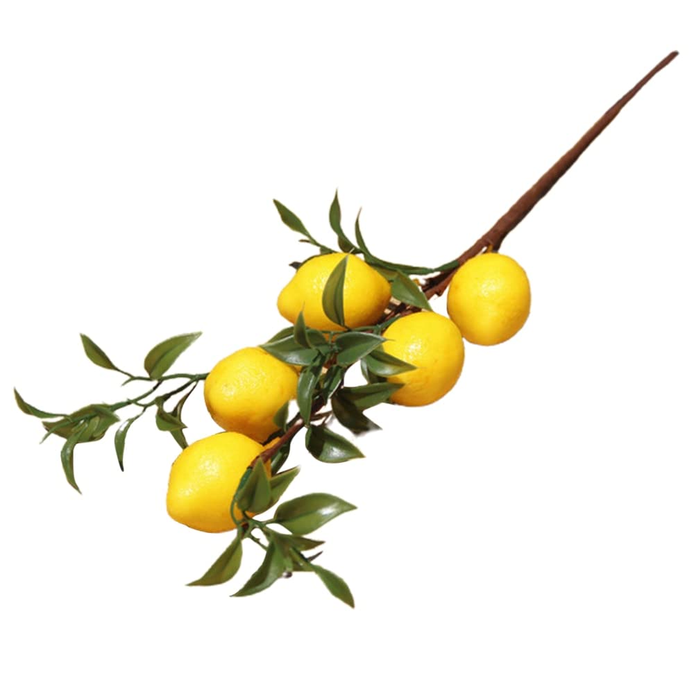 GTKINGD Artificial Lemon Bunch - 50cm Realistic Fake Fruit Vine for Wedding Decor, Home Party Centerpiece & DIY Crafts | Perfect for Table Settings, Kitchen Display, and Photo Props