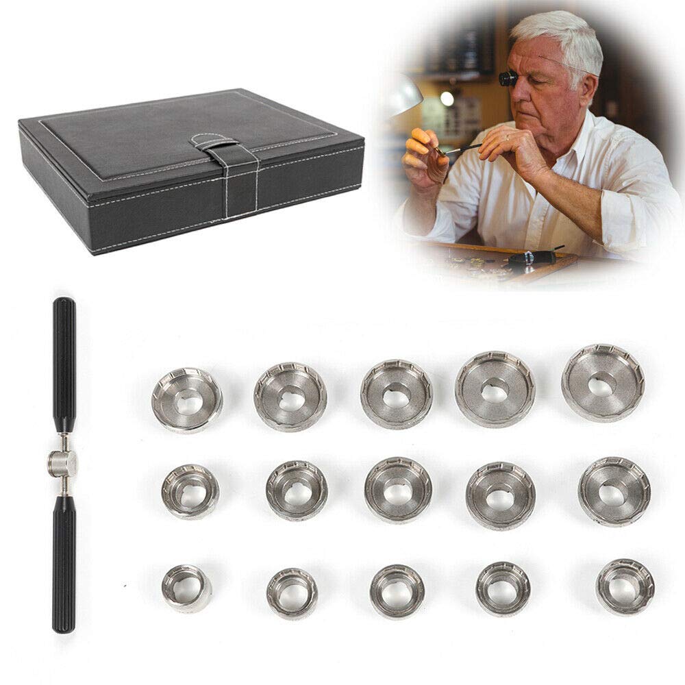 **15-Piece Watch Back Case Opener Die Set for Breitling – Professional Watch Repair Tool Kit with Bottle Opener – Perfect for Watchmakers & DIY Enthusiasts**    *(Use Case: Ideal for watch repair, battery replacement, and DIY maintenance on Breitling and other luxury watches.)*