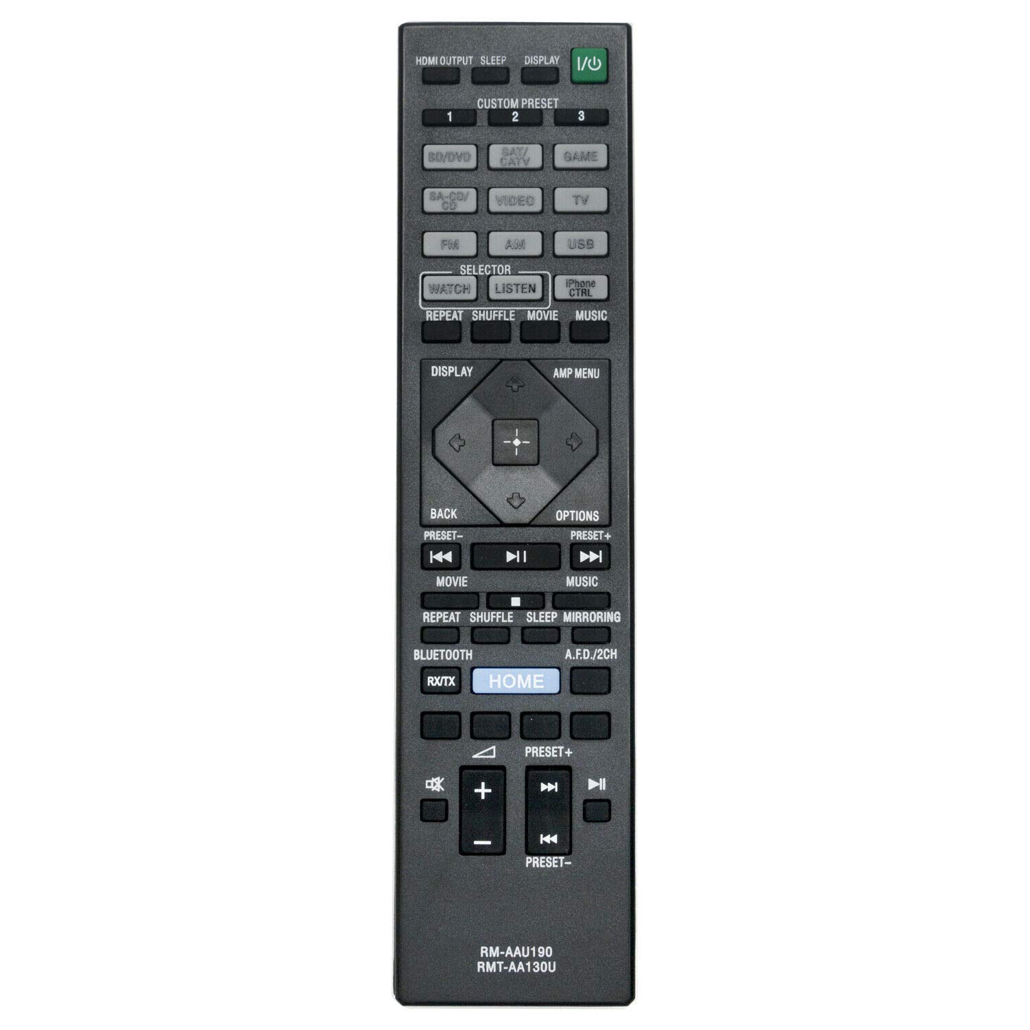 Original Remote Control Replacement for Sony AV STR-DH550 STR-DH750 STR-DN1060 - RMT-AA130U RM-AAU190 Compatible - Perfect for Home Theater & Entertainment Systems
