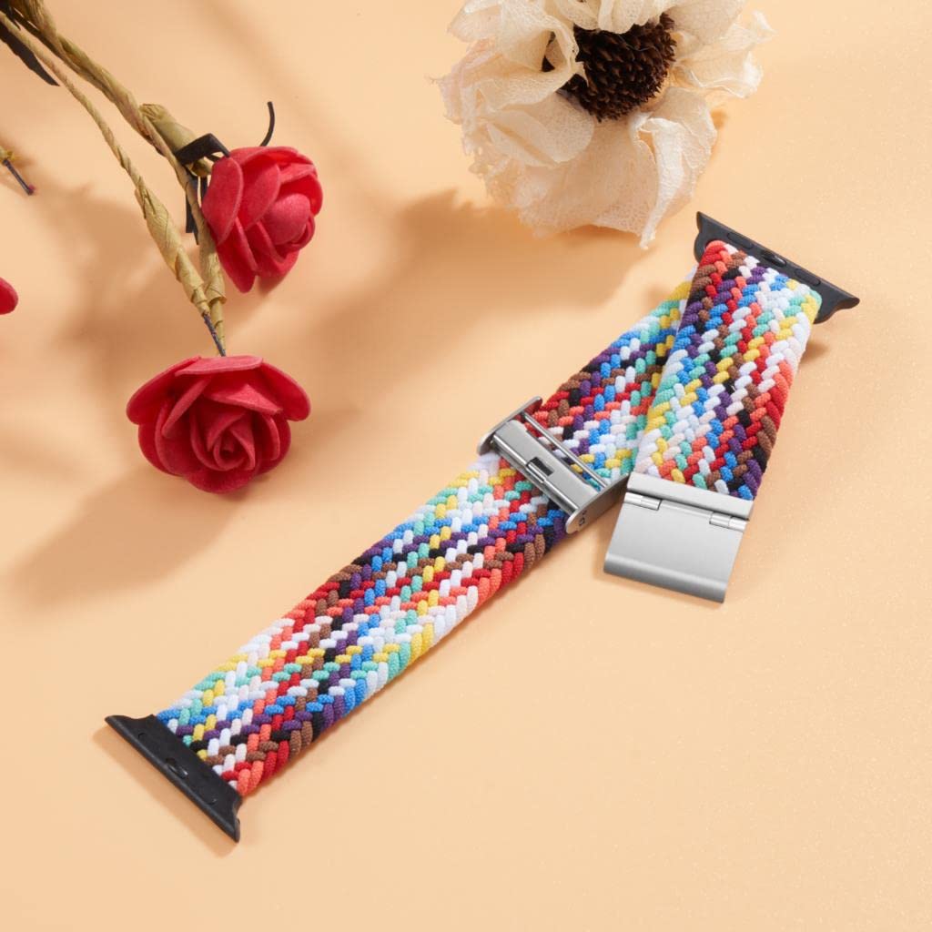 Braided Nylon Apple Watch Bands for Series 9/8/7/6/5/4/3/2/SE/Ultra/Ultra 2 - Adjustable, Breathable Replacement Strap for 38mm/40mm/41mm/42mm/44mm/45mm/49mm - Perfect for Workouts, Running & Everyday Wear