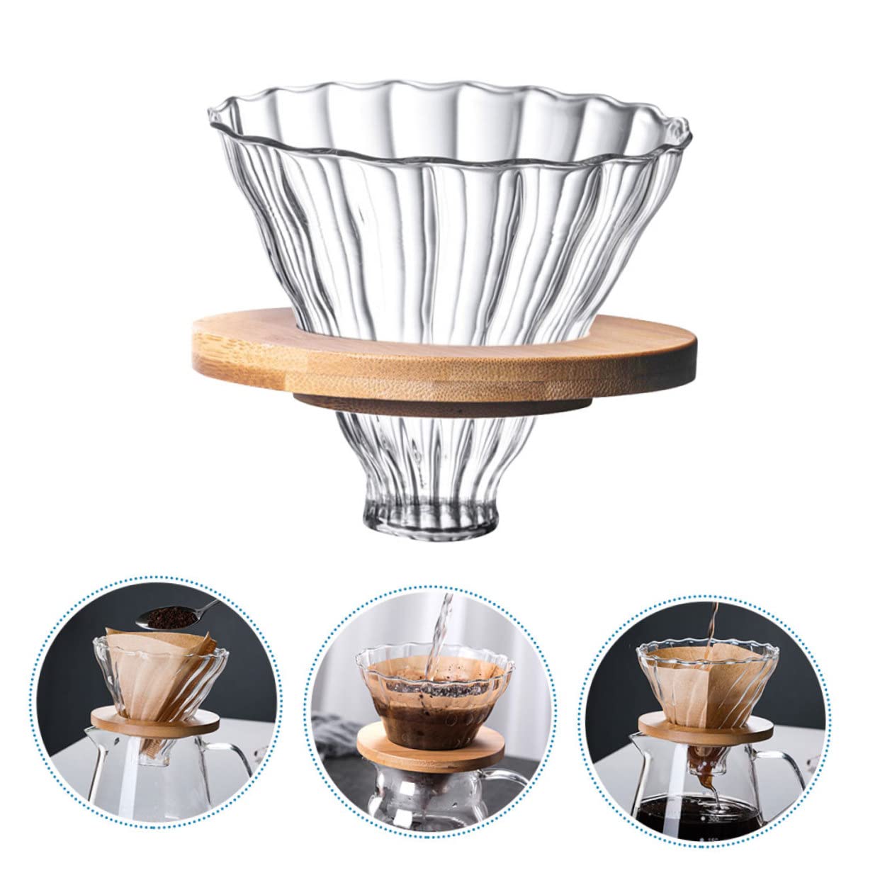 Glass Pour Over Coffee Maker Set - Dripper & Mug for Home Brewing