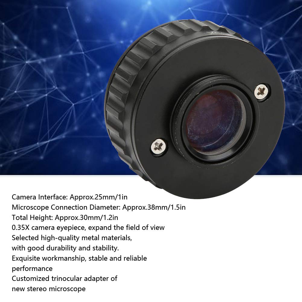 Estink 0.35X Microscope Adapter for CTV Cameras - Metal Eyepiece Lens Mount with Optical Glass for Trinocular Stereo Microscopes | Perfect for Lab Research, Jewelry Inspection & Electronics Repair