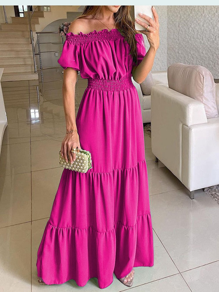 Boho Summer Dress for Women - Flowy Solid Color Maxi Dress | Beach, Vacation & Casual Outfit