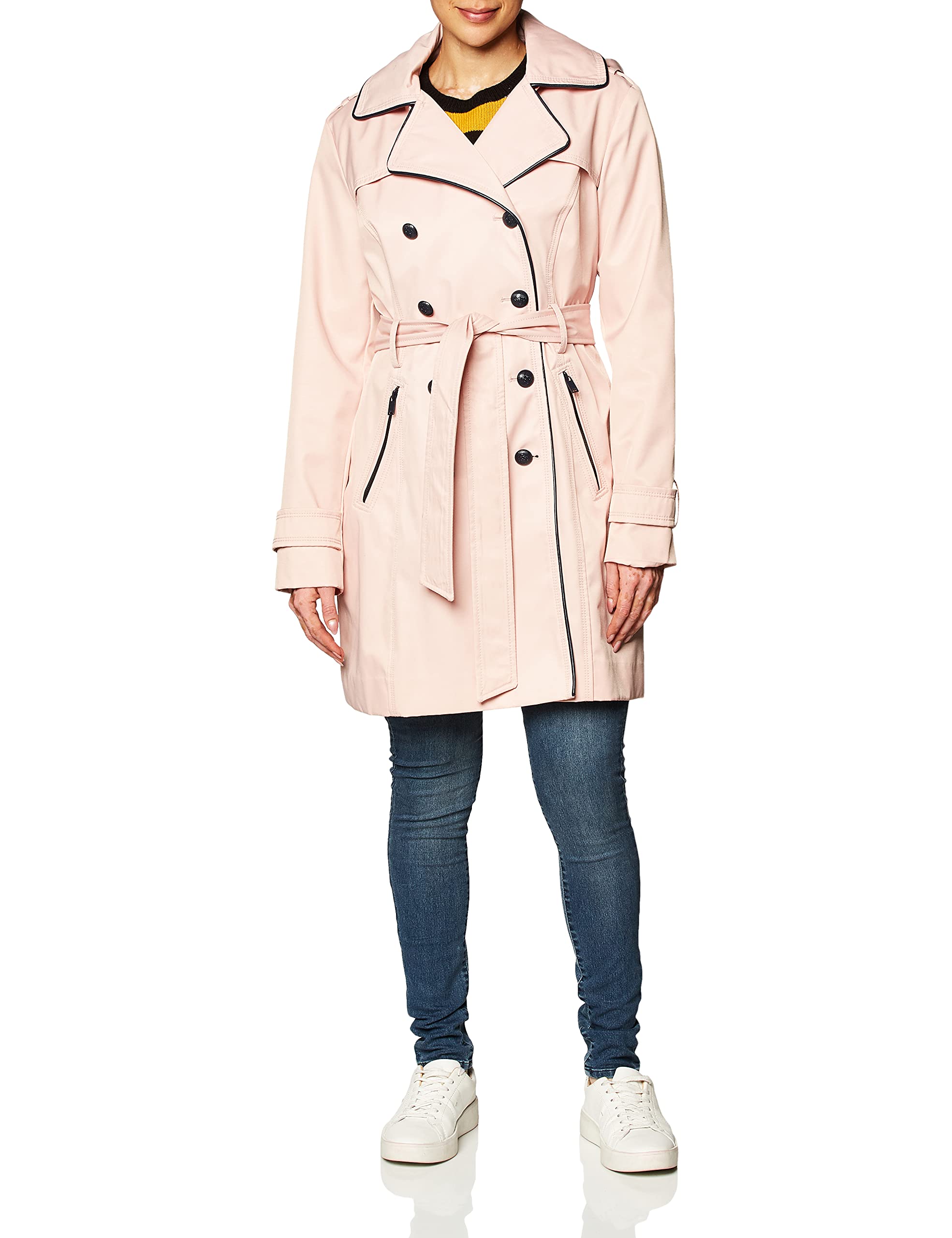 GUESS Women's Double Breasted Trench Coat | Classic Waterproof Raincoat for Women | Perfect for Office, Travel & Fall Fashion