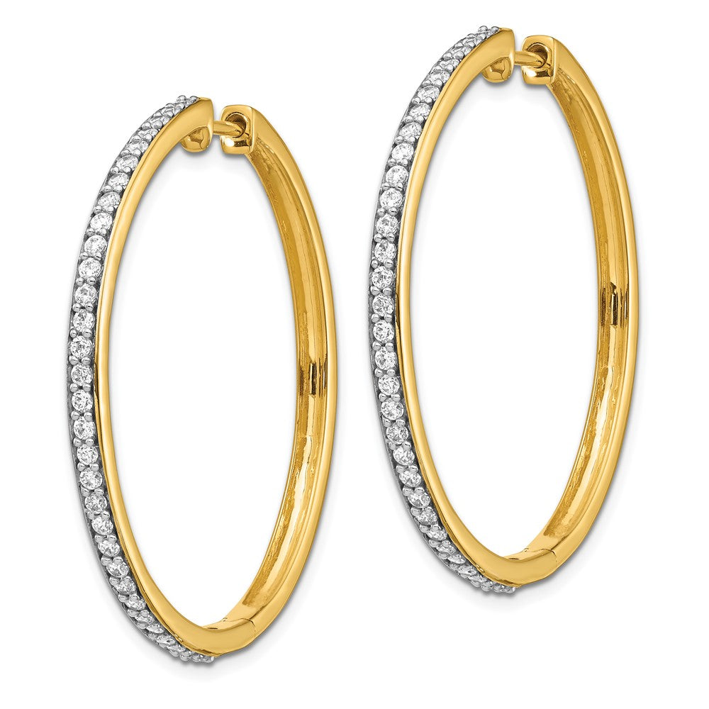 14K Gold Diamond Hinged Hoop Earrings for Women - Elegant Dangle Hoops EM4268 075 YA - Perfect for Weddings, Parties & Everyday Luxury