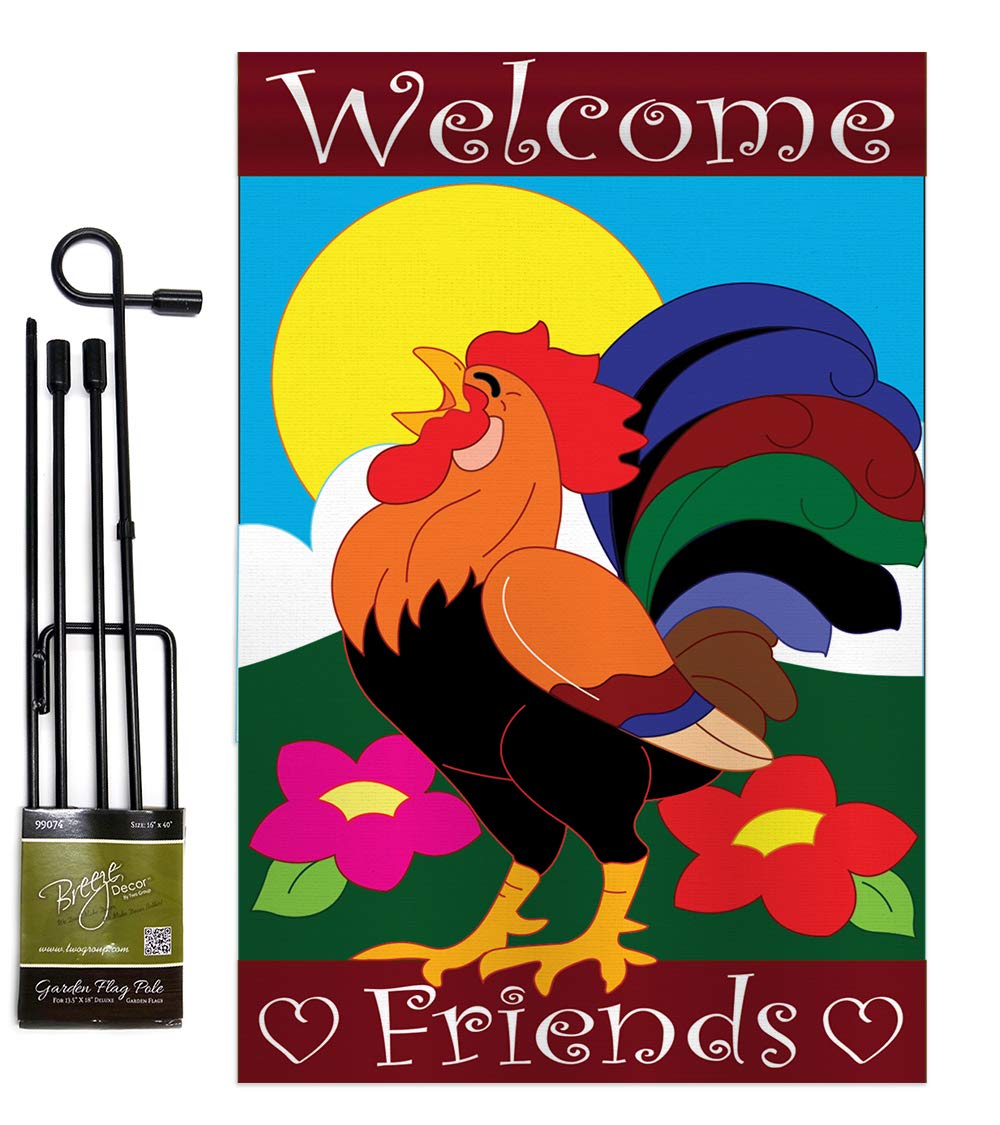 Farm Animal Garden Flag Set - Rooster Cow Horse for Farmhouse Decor