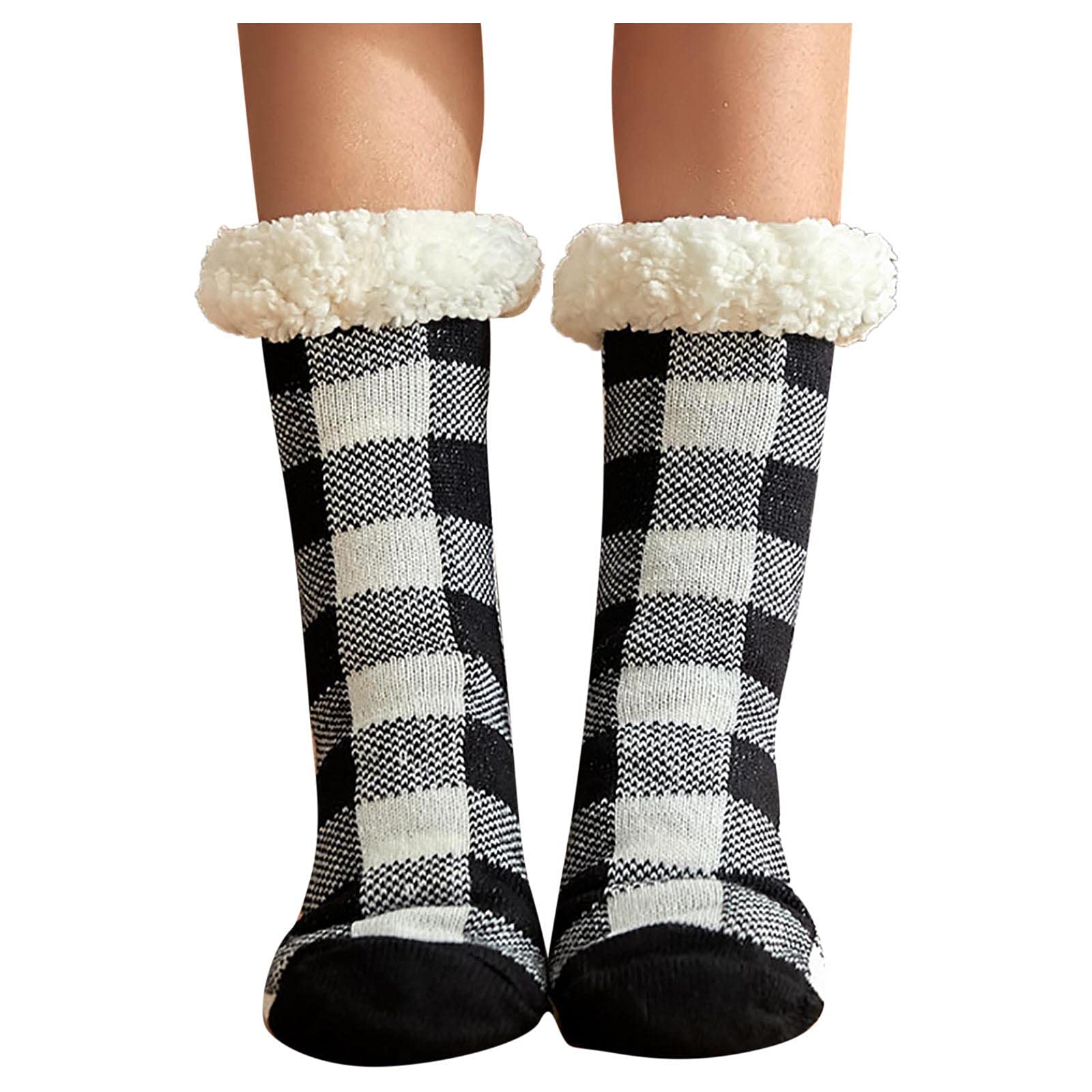 Cozy Women's Fleece Lined Slipper Socks - Warm Winter Fuzzy Socks for Home & Gifts