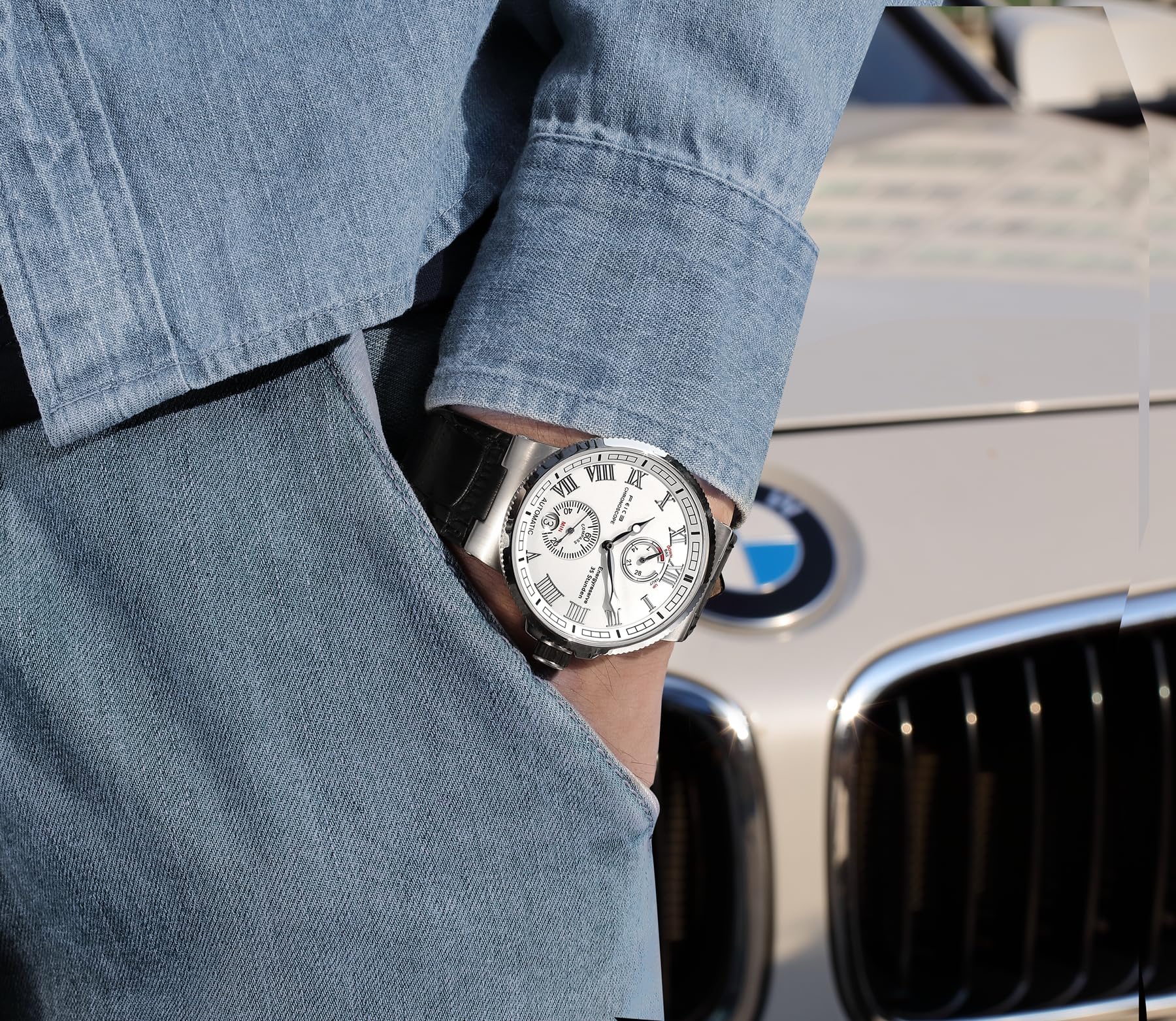 FEICE Men's Automatic Mechanical Watch - Waterproof Sapphire Crystal Analog Dress Watch for Men, Sport Swimming, Casual & Business Wear - FM1405 | Perfect for Daily Use, Office, Dating & Outdoor Activities