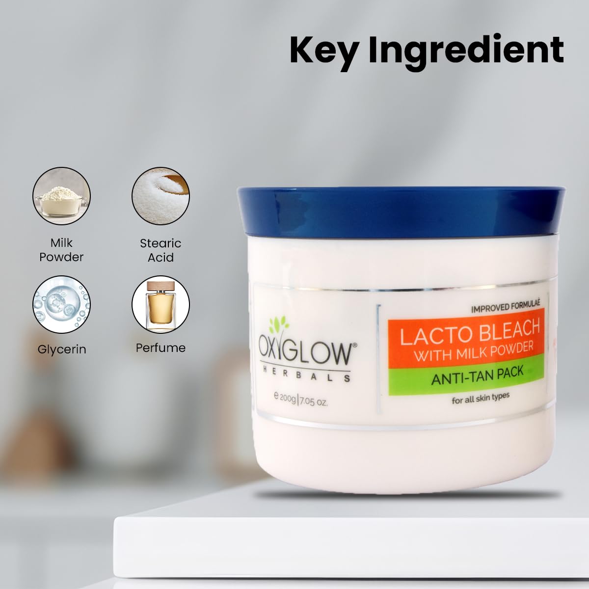 OxyGlow Herbals Bleach Cream with Milk Powder - Skin Whitening, Lightening & Brightening Treatment | Removes Tan & Hydrates Skin | 200g Herbal Face Bleach for Women | Perfect for Daily Skincare & Special Occasion Glow