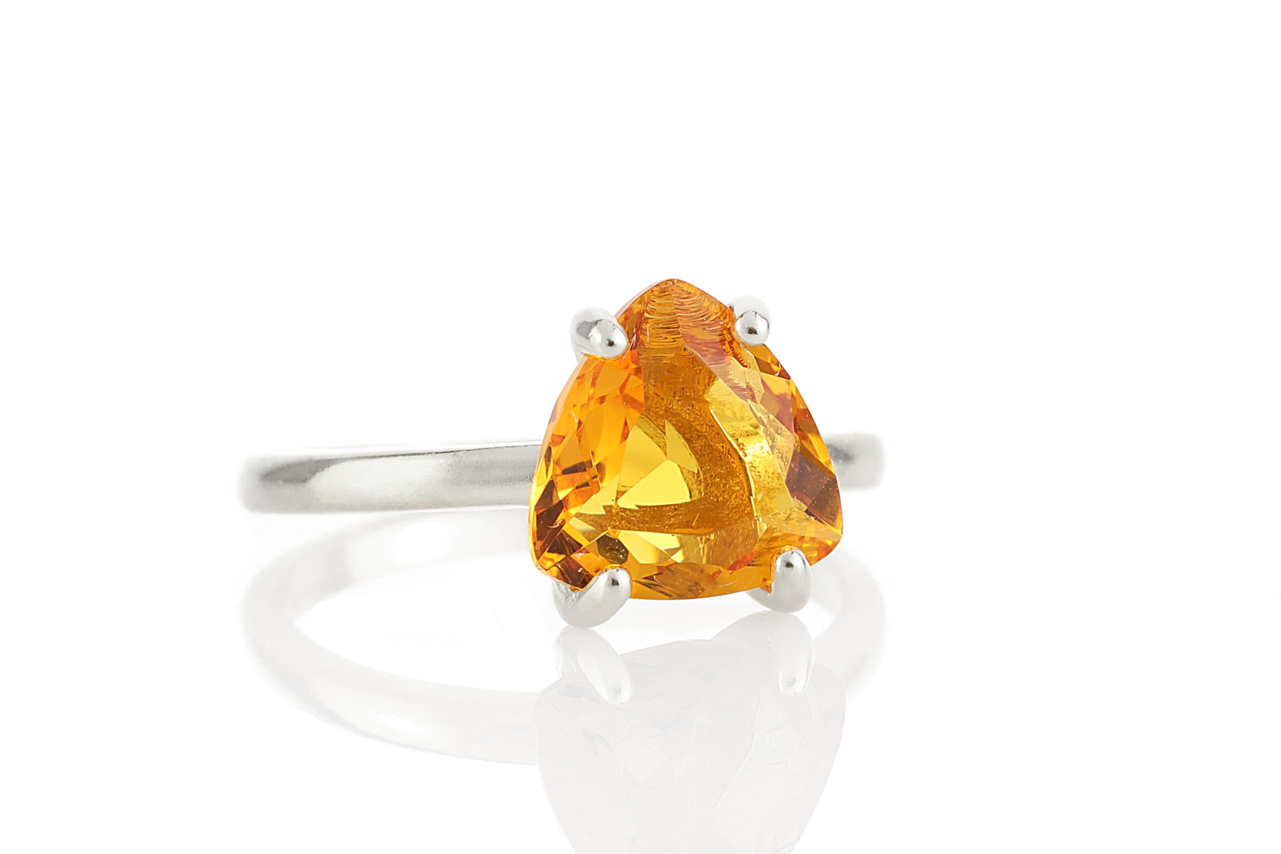 Citrine Rings for Women - November Birthstone Sterling Silver Jewelry - Handmade Stackable Rings with Gift Box - Perfect for Birthdays, Anniversaries & Everyday Wear