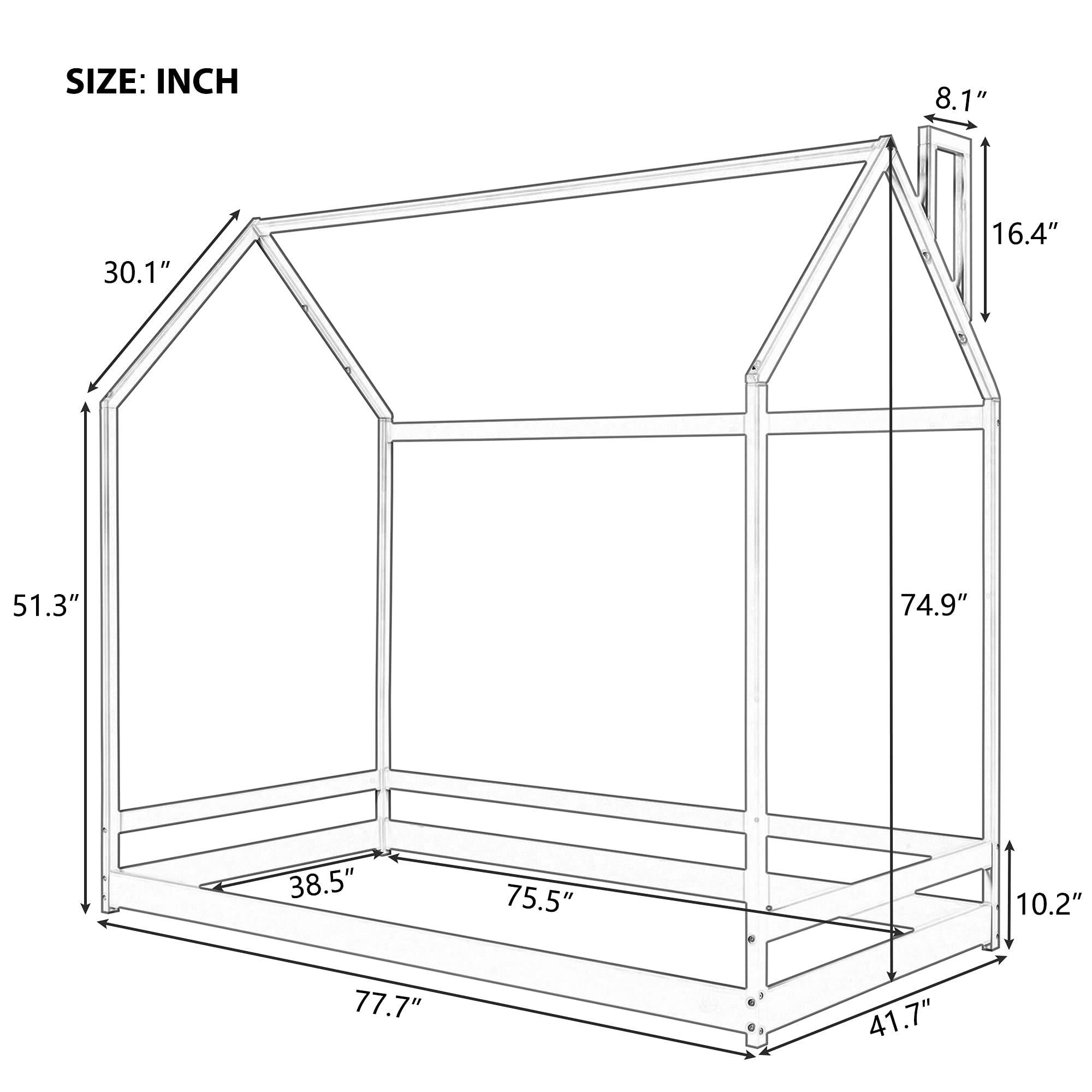**Kids House Bed Twin Size with Roof - Wooden Bed Frame for Toddlers, Teens, Boys & Girls - Easy Assembly (Natural) - Perfect for Bedrooms, Playrooms & Sleepovers**