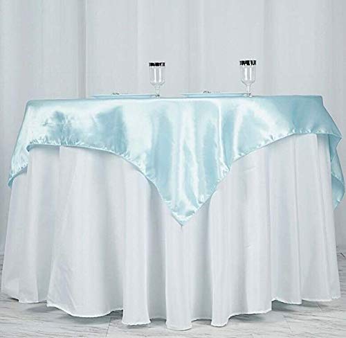 10 Pack Light Blue Square Satin Table Overlays 60