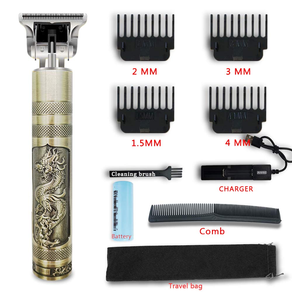 Professional Cordless Hair Clippers for Men - Electric Beard Trimmer & Grooming Shaver with Self-Haircut Feature (Dragon & Phoenix Silver) - Perfect for Home Barbering, Travel Grooming, and DIY Haircuts