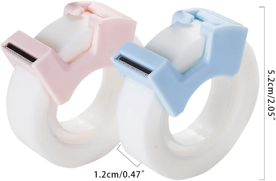 2Pcs Refillable Tape Dispenser Set with Invisible Writable Tape - Office & School Stationery Supplies, Mini Desktop Tape Holder for Crafting, Gift Wrapping, and Organizing Papers