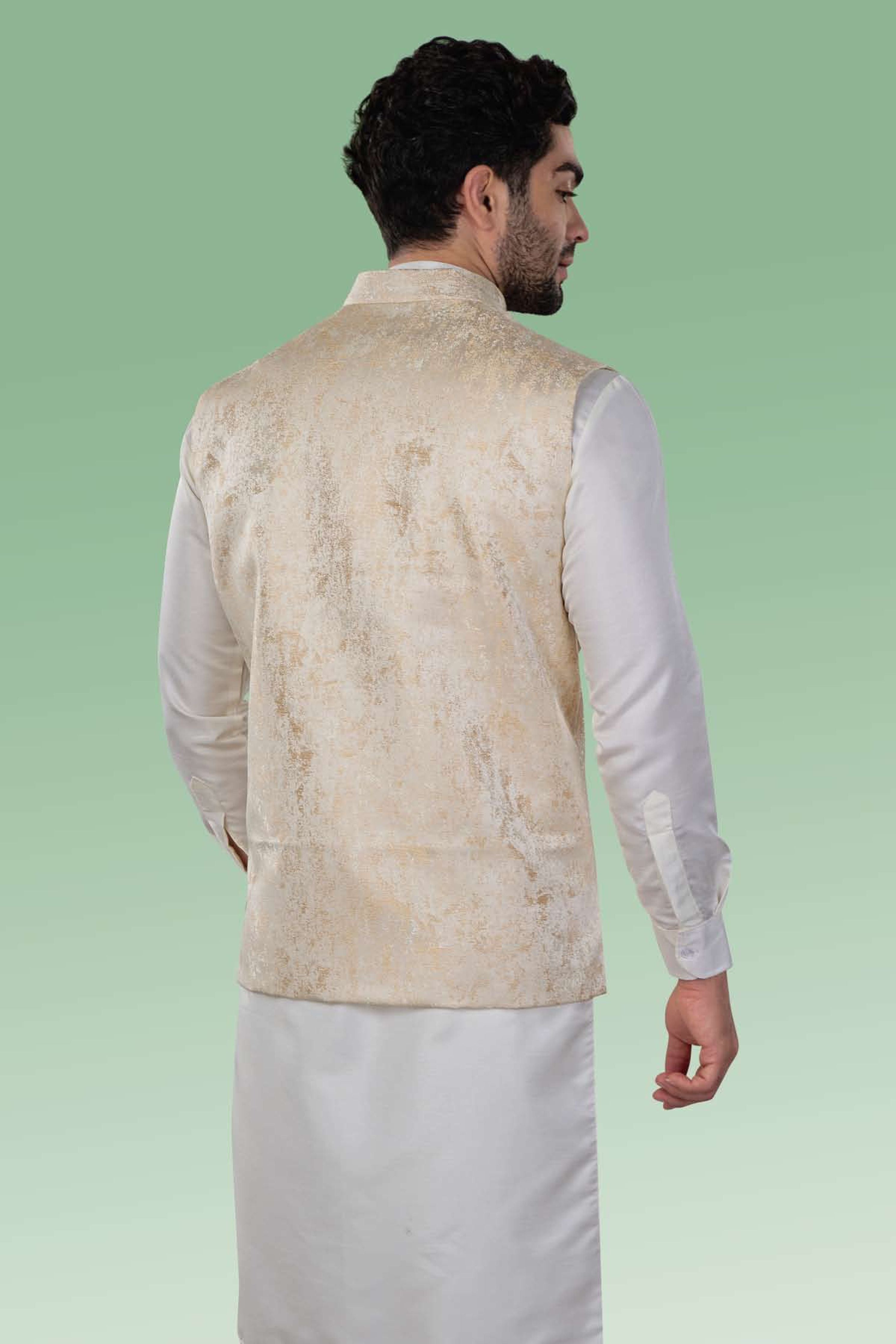 Premium Cotton Polyester Blend Gold Waistcoat for Men - Elegant Formal Vest for Weddings, Parties & Special Occasions