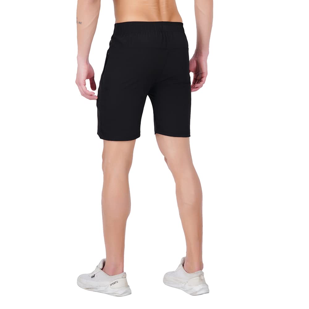 HotFits Men's Quick Dry Lightweight Running Shorts with Zipper Pockets - Breathable Outdoor Sports Shorts for Gym, Jogging & Hiking - Black