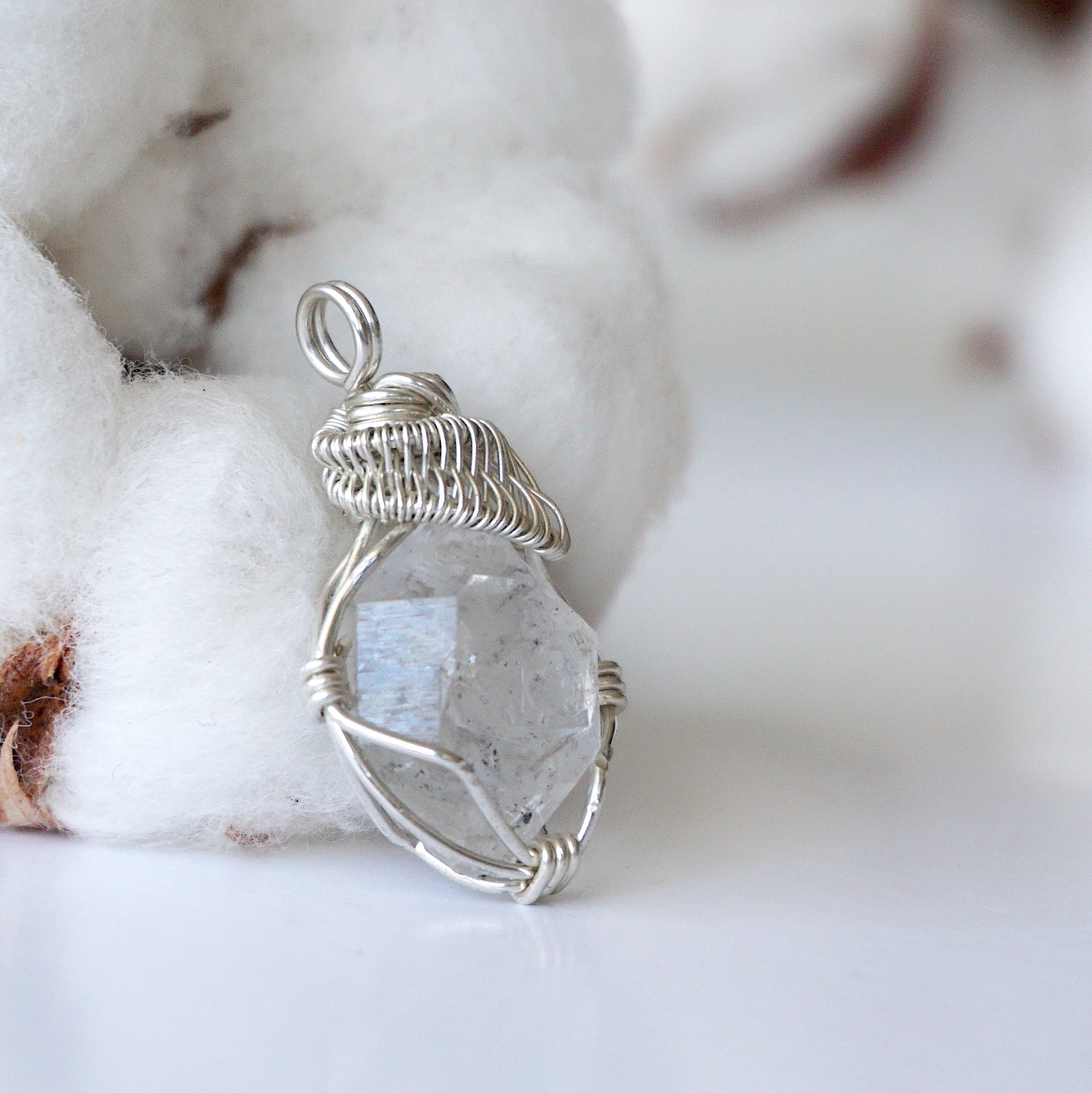 Herkimer Diamond Necklace with Sterling Silver Chain - Elegant Crystal Jewelry for Women, Gift for Her, Perfect for Weddings & Special Occasions