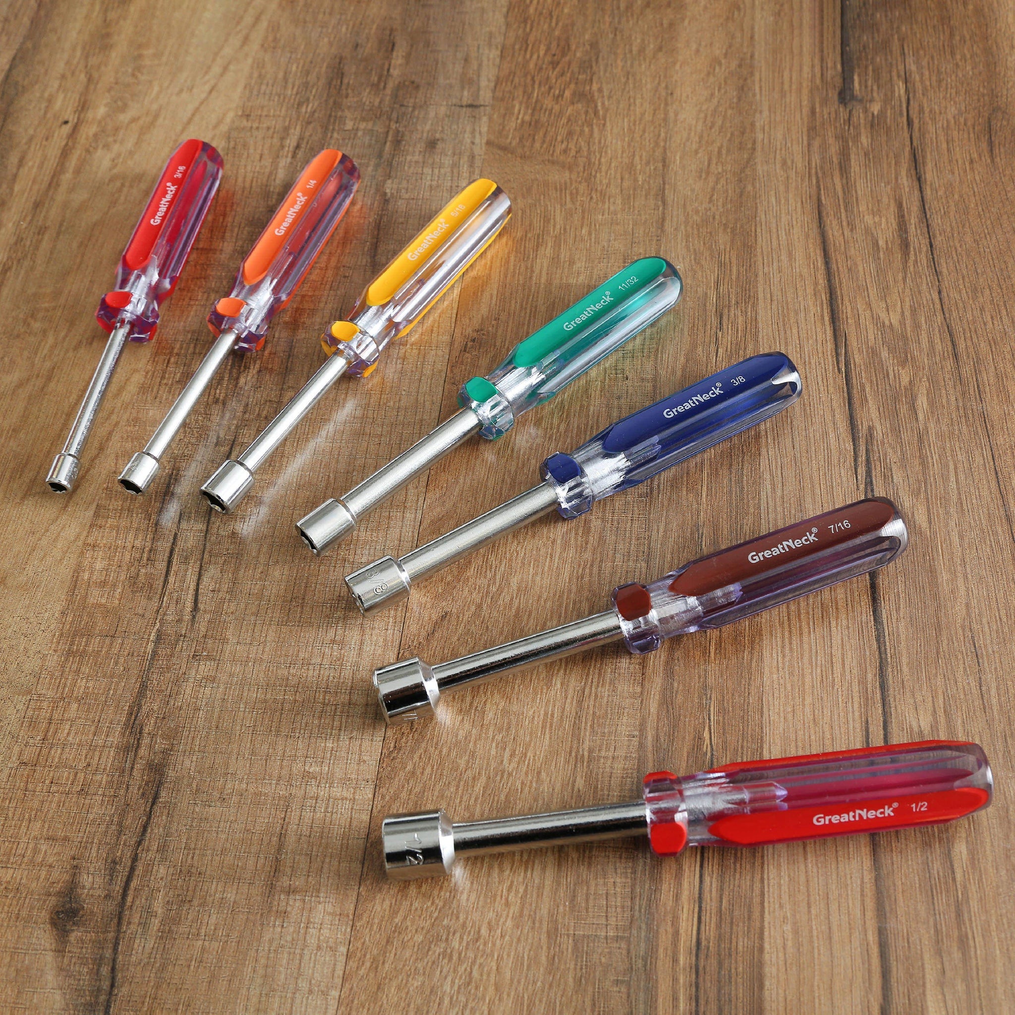 GreatNeck ND71 7-Piece Metric Professional Nut Driver Set - Hollow Shaft, Rust-Resistant with Acetate Handles | Perfect for Automotive Repair, Machinery Maintenance & DIY Projects