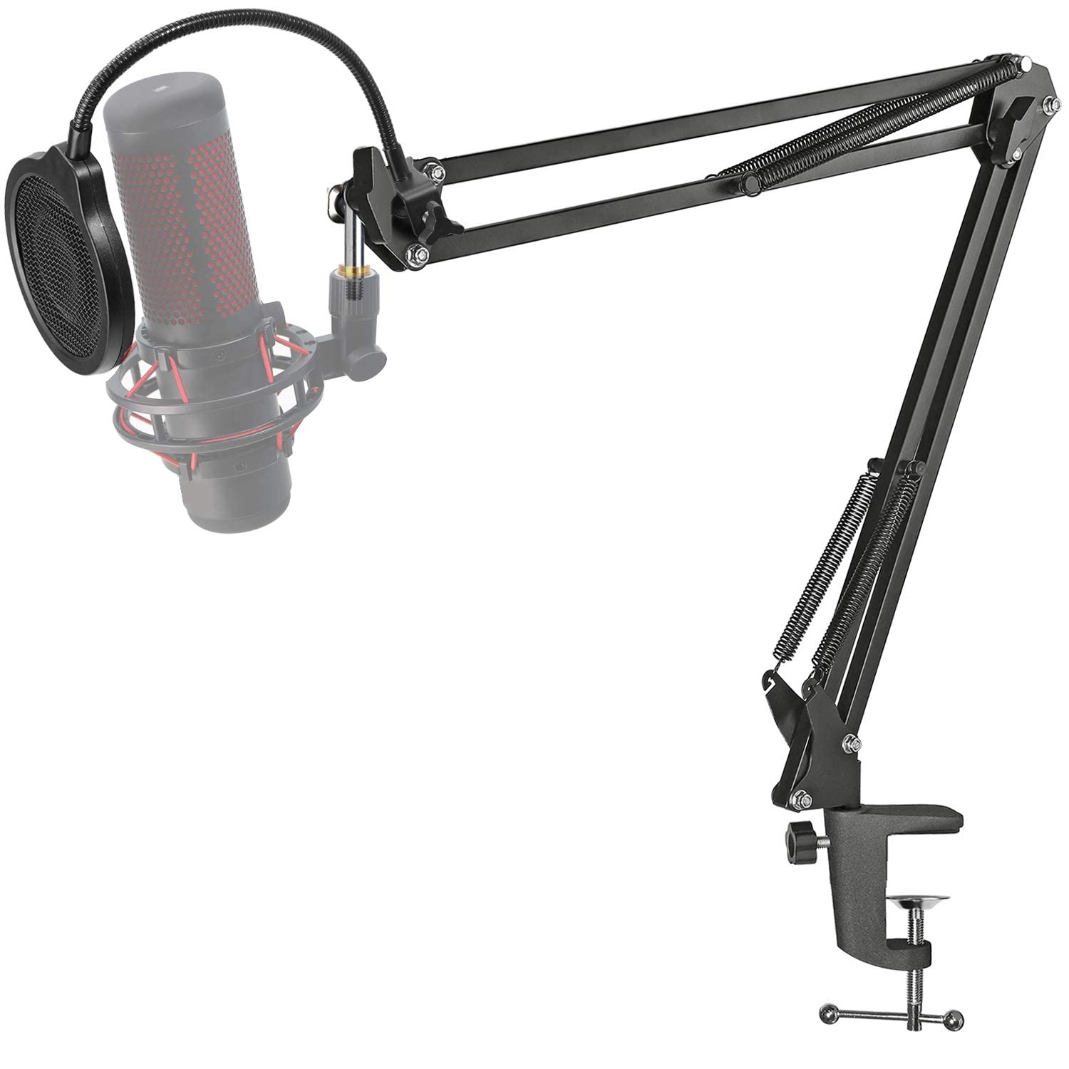 HyperX Quadcast S Microphone Boom Arm Stand with 4-Inch 3-Layer Pop Filter & Windscreen - Professional Scissor Mic Stand for Streaming, Podcasting & Gaming (Compatible with HyperX Quadcast S Mic by YOUSHARES) - Perfect for Home Studios & Content Creators