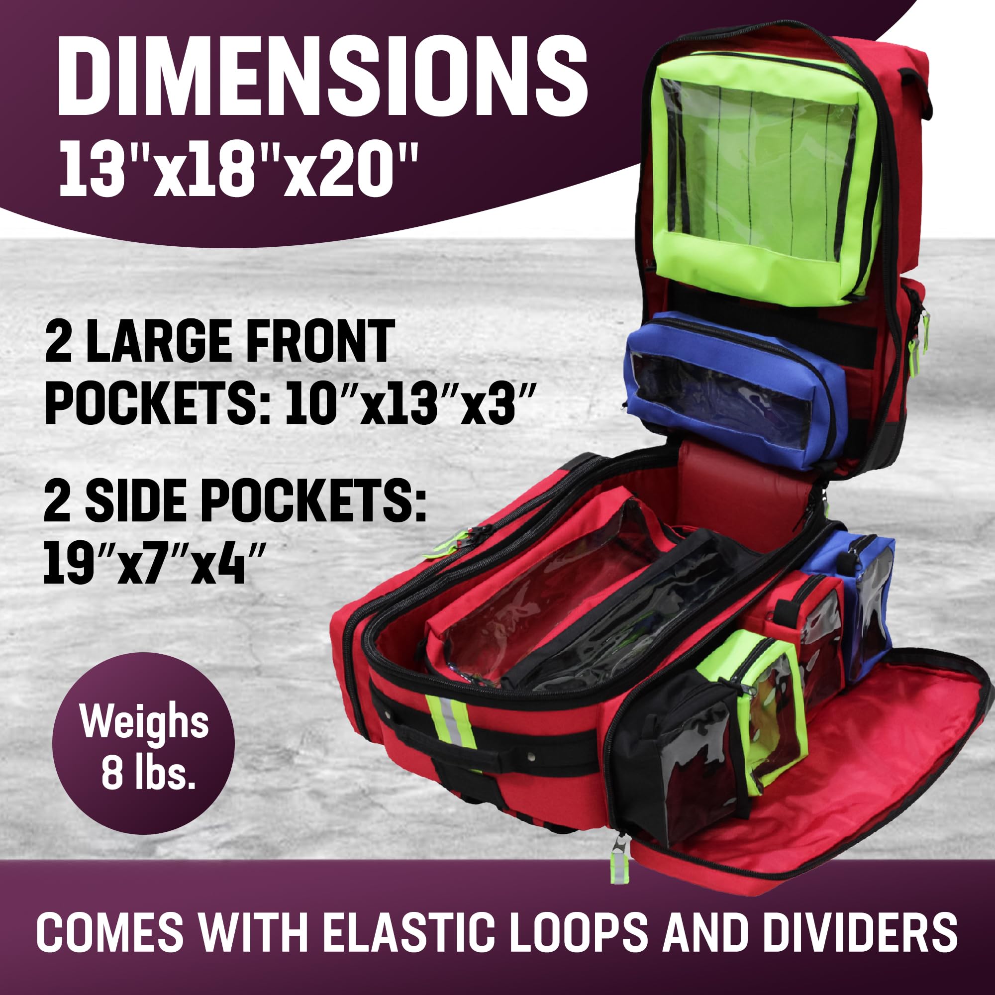 Kemp USA Ultimate EMS Backpack - EMT Medical Emergency Backpack with Oxygen Cylinder Strap | Search & Rescue Tools Organizer | Large EMT Kit Bag (8 Lbs) for First Responders & Outdoor Emergencies