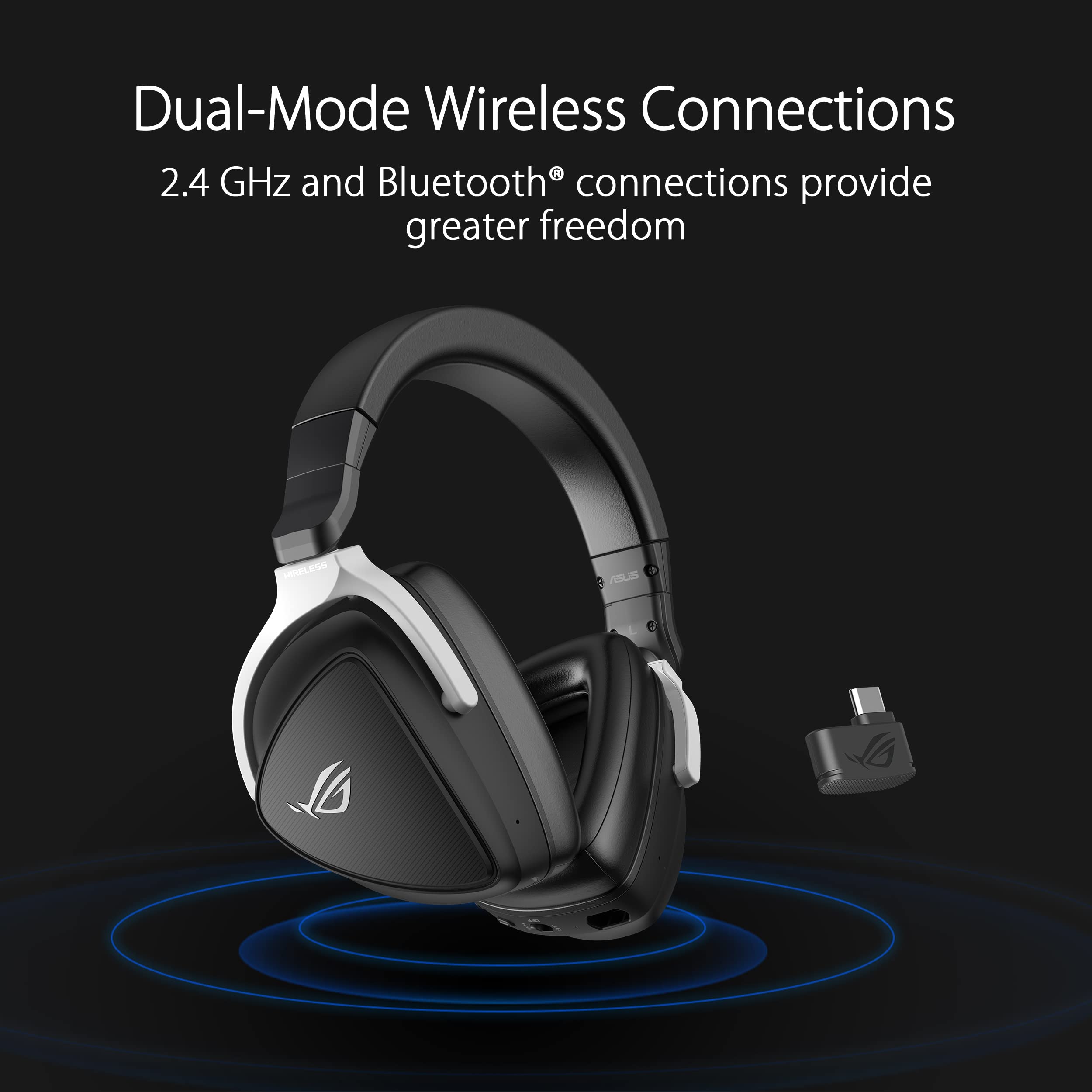 ASUS ROG Delta S Wireless Gaming Headset - 50mm Drivers, AI Beamforming Mic, Low-Latency Bluetooth, USB-C, 25hr Battery, IPX4 Waterproof - Premium Black Headphones for PC, PS5, Xbox & Mobile Gaming