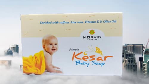 ZUULUZRS Morvin India Kesar Baby Soap with Saffron, Aloe Vera, Vitamin E & Olive Oil - Nourishing Bath Bar for Soft Skin - Perfect for Baby Care & Sensitive Skin