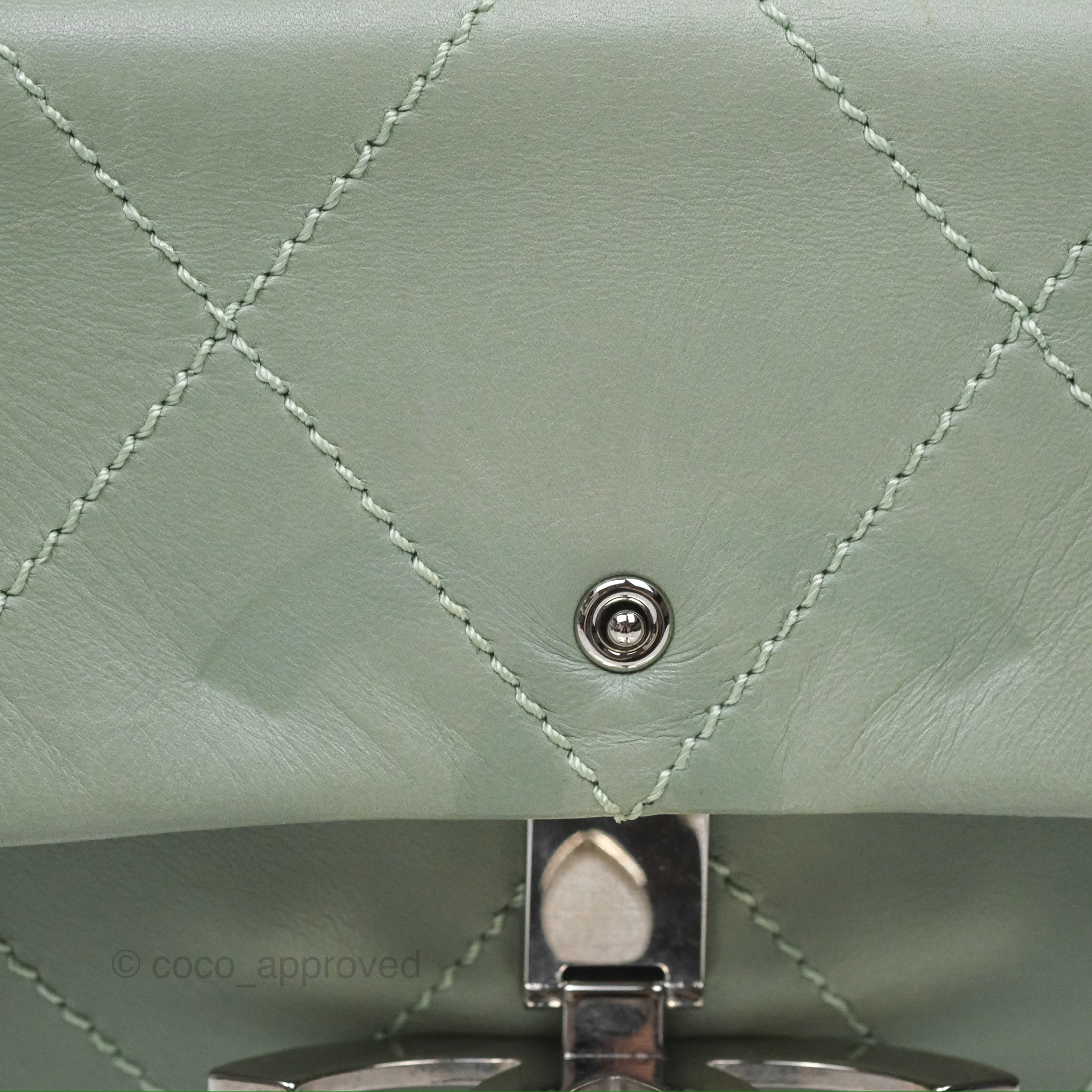 Chanel CC East West Flap Bag Genuine Lambskin Leather Mint Green with Silver Hardware - Luxury Crossbody Purse for Women, Perfect for Date Night & Special Occasions