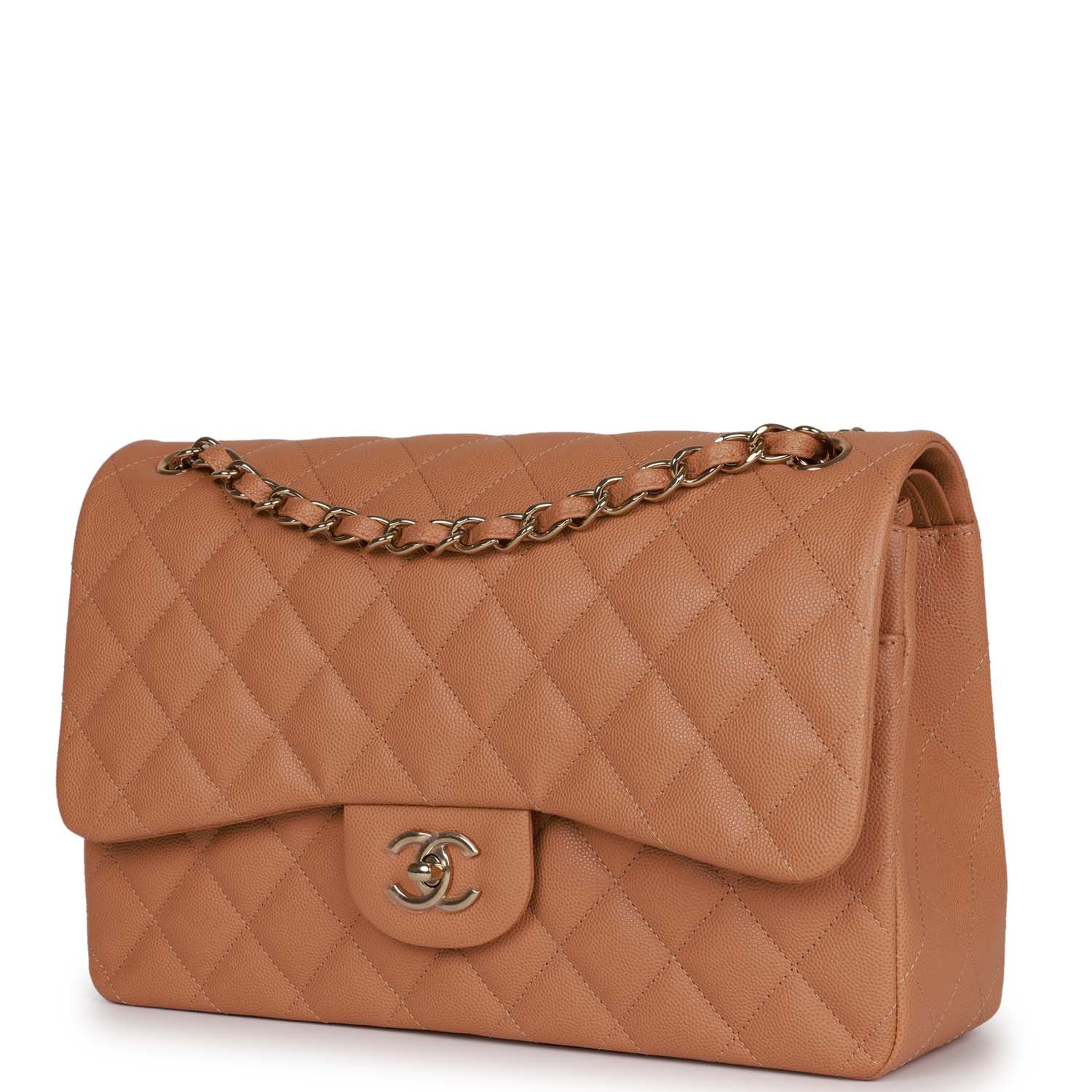 Chanel Jumbo Classic Double Flap Bag in Dark Beige Caviar Leather with Gold Hardware - Luxury Handbag for Women, Perfect for Work, Evening Events & Special Occasions