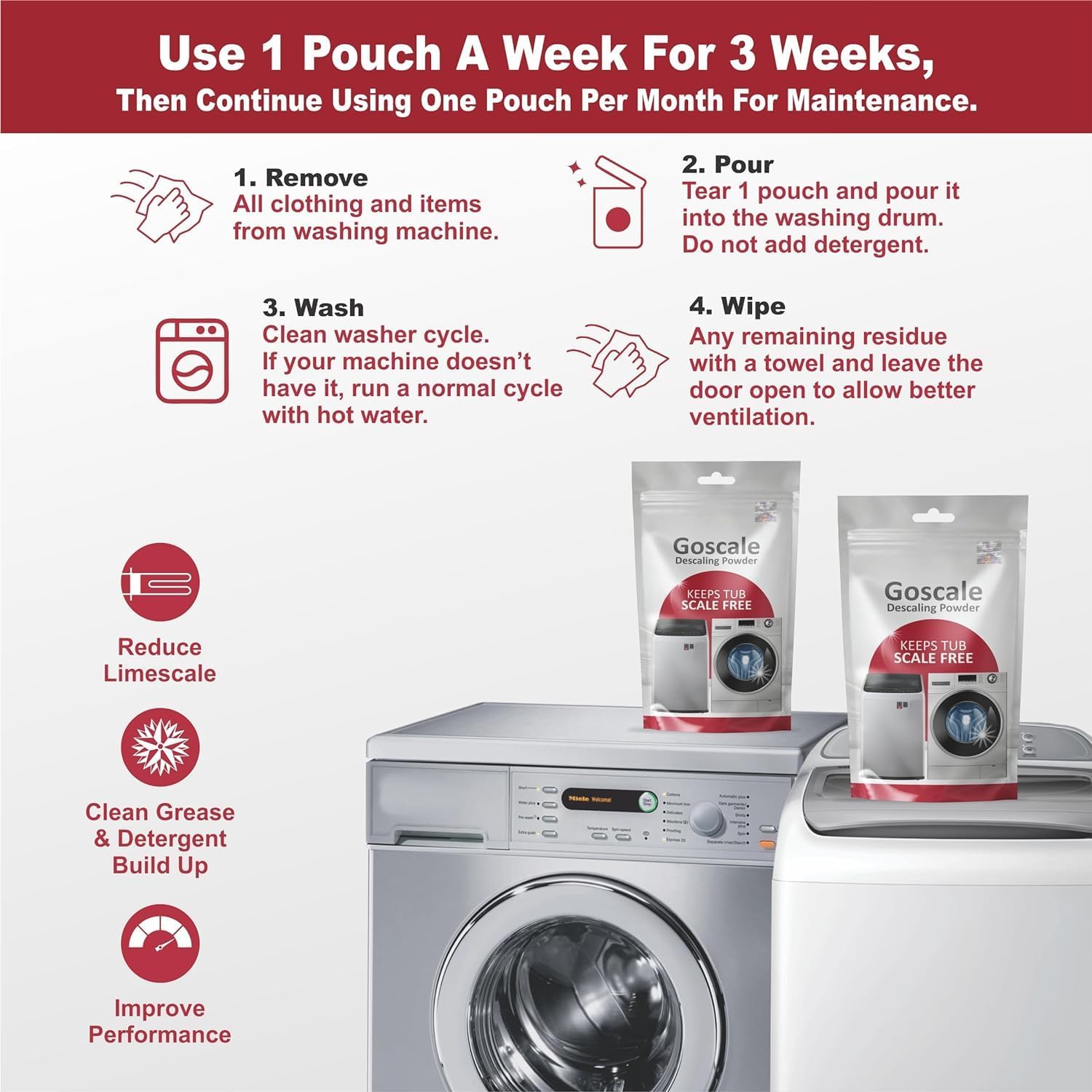 Soldfly Washing Machine Cleaner & Descaler - 100g (5 Pack) - Front Load & Top Load Washer Cleaning Powder - Removes Odors, Mold & Residue - Ideal for Laundry Maintenance & Appliance Care