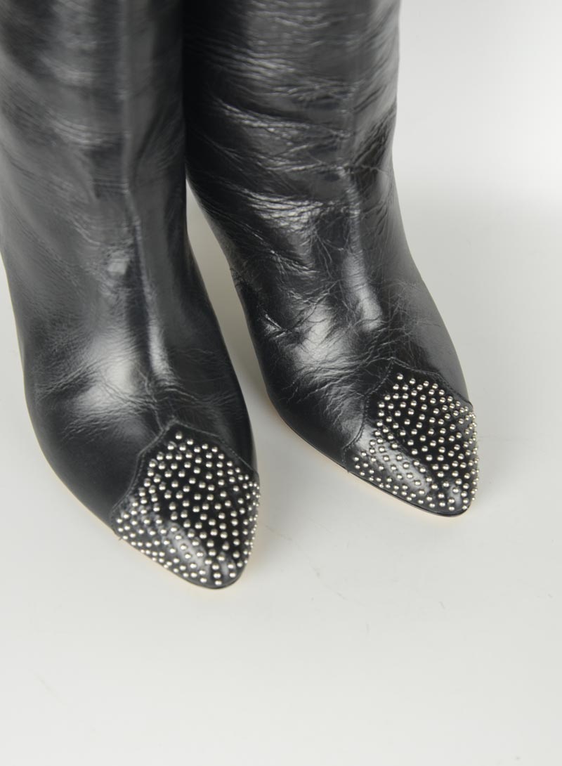 Isabel Marant Black Leather Boots with Studs - Size 37 | Stylish Women's Ankle Boots for Casual Outfits & Night Out