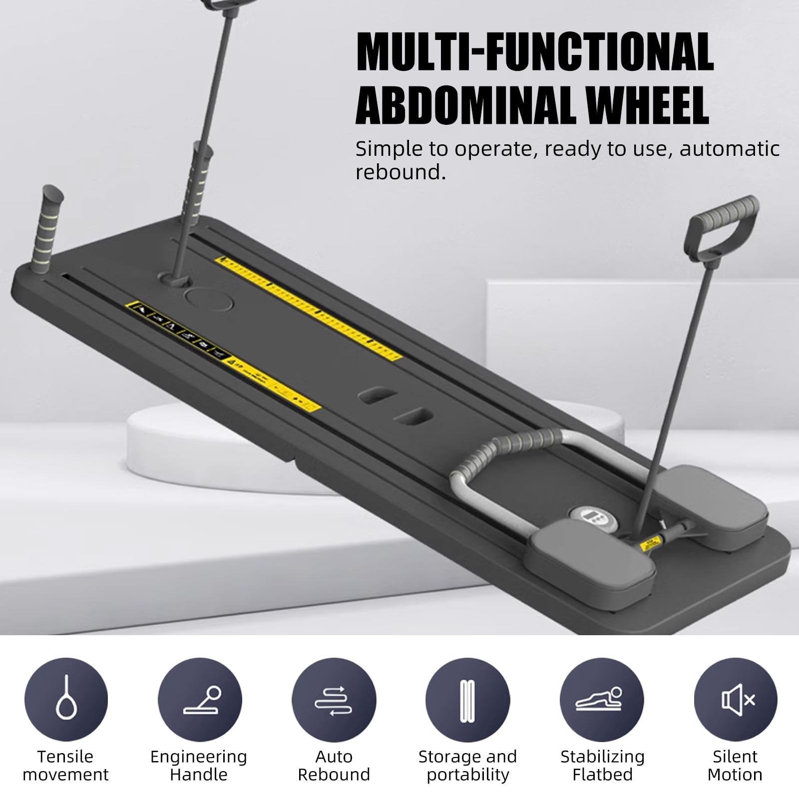 Premium Pilates Board - Multifunctional Abdominal Trainer for Core Strength & Toning | Home Gym Equipment for Abs Workout, Pilates & Fitness Training | Perfect for Home, Office & Studio Use
