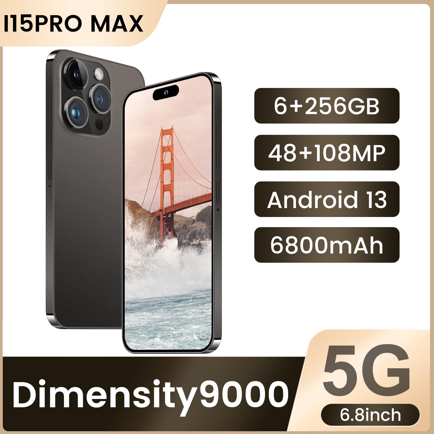 Huness I15 Pro MAX Unlocked Smartphone - 6.8