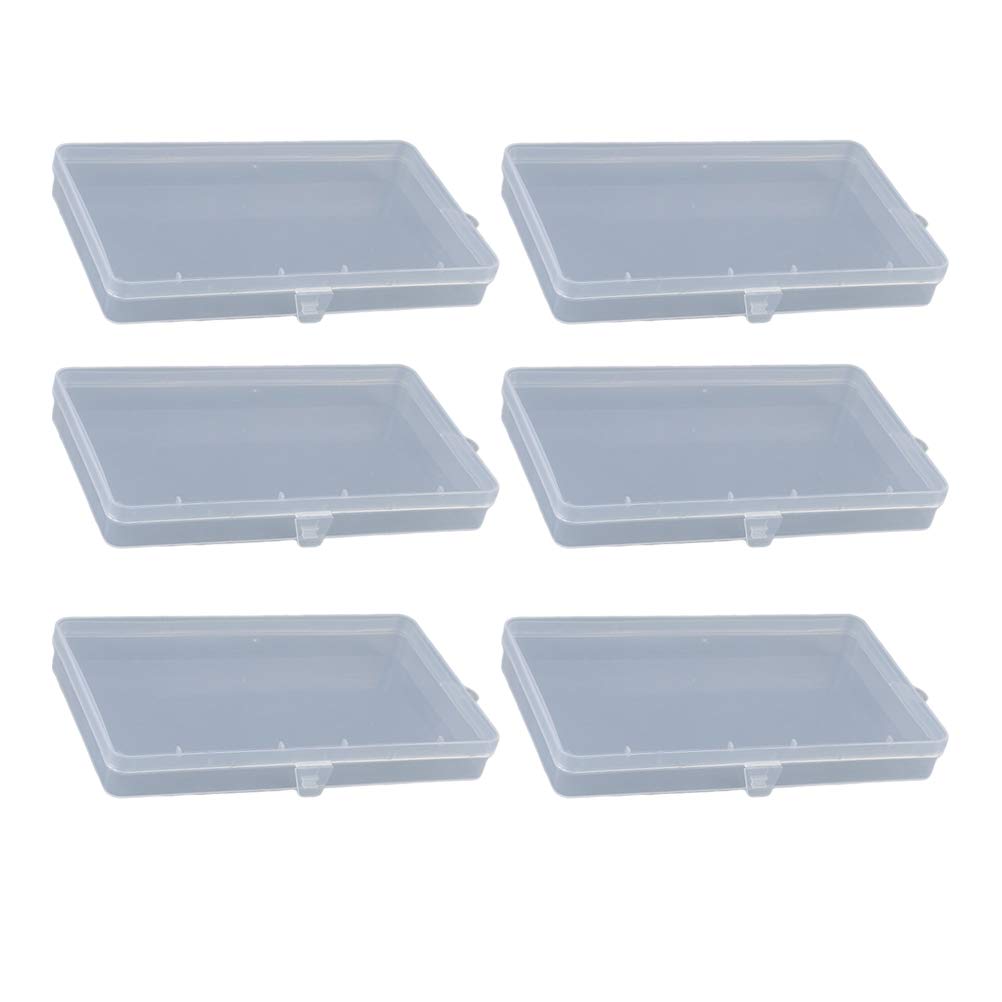DOITOOL 6-Pack Clear Rectangle Mask Organizer Box - Creative Pen Storage Container for Office, School & Travel - Perfect for Face Masks, Stationery & Small Items