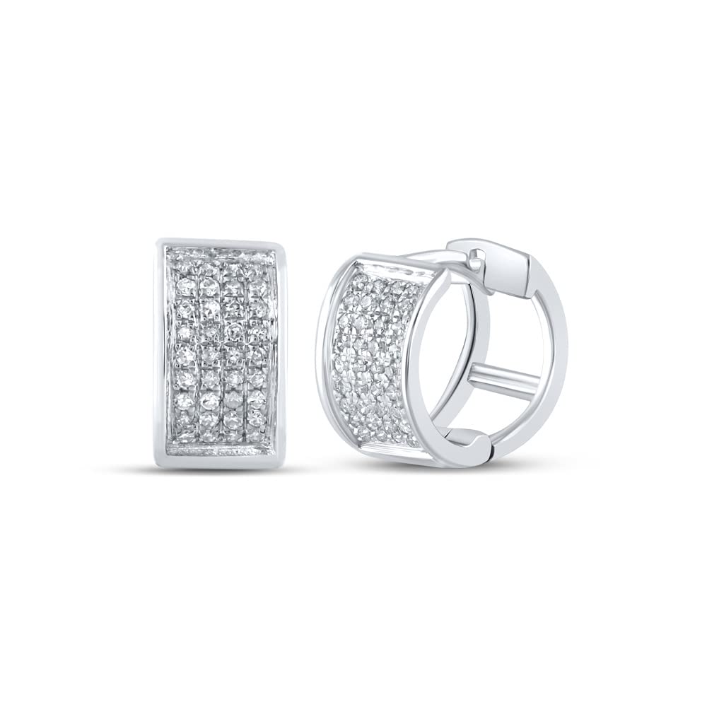 Sterling Silver Diamond Huggie Hoop Earrings for Men & Women - 1/6 Cttw - Perfect for Everyday Wear, Date Nights & Gifts