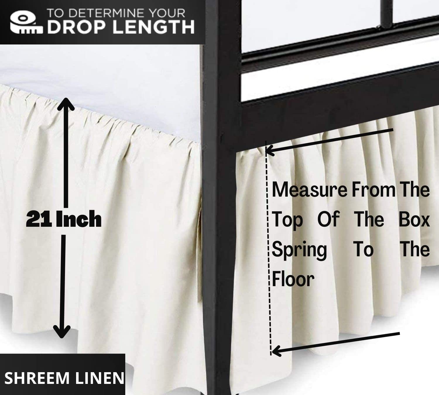 Elegant Ruffled Bed Skirt with Split Corners - 100% Soft Microfiber Dust Ruffle for Twin Beds, 21-Inch Drop, Ivory - Perfect for Guest Rooms, Master Bedrooms & Luxury Hotel Decor