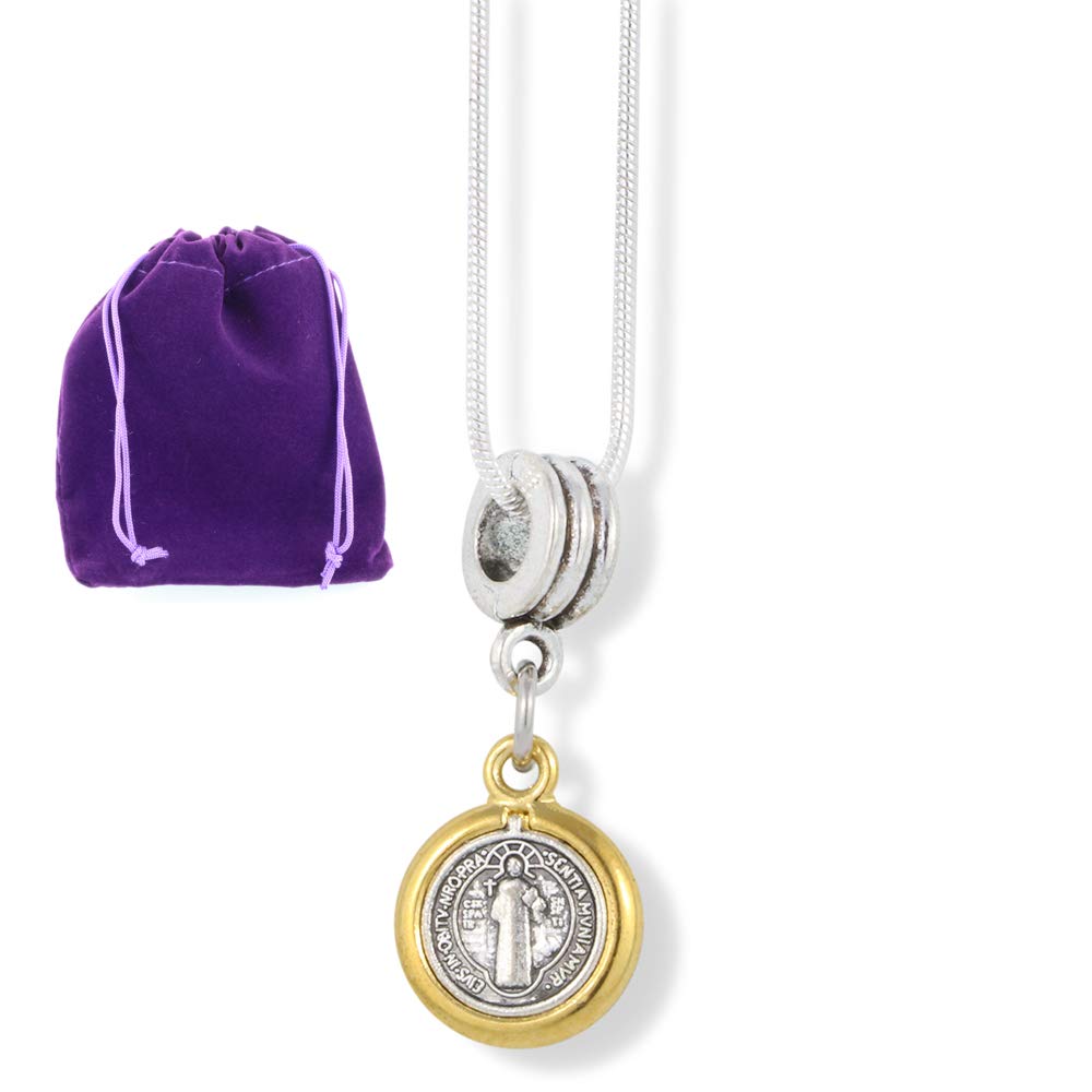 Dave The Bunny St Benedict Necklace - Silver Plated Catholic Medal Pendant with Chain for Women & Men | Religious Jewelry Gift for Baptism, First Communion & Spiritual Protection