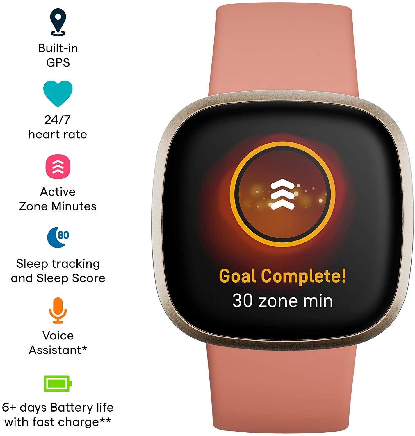 Fitbit Versa 3 Smart Watch with Alexa Built-in, Heart Rate Monitor, GPS & Sleep Tracking - Perfect for Fitness Enthusiasts & Active Lifestyles