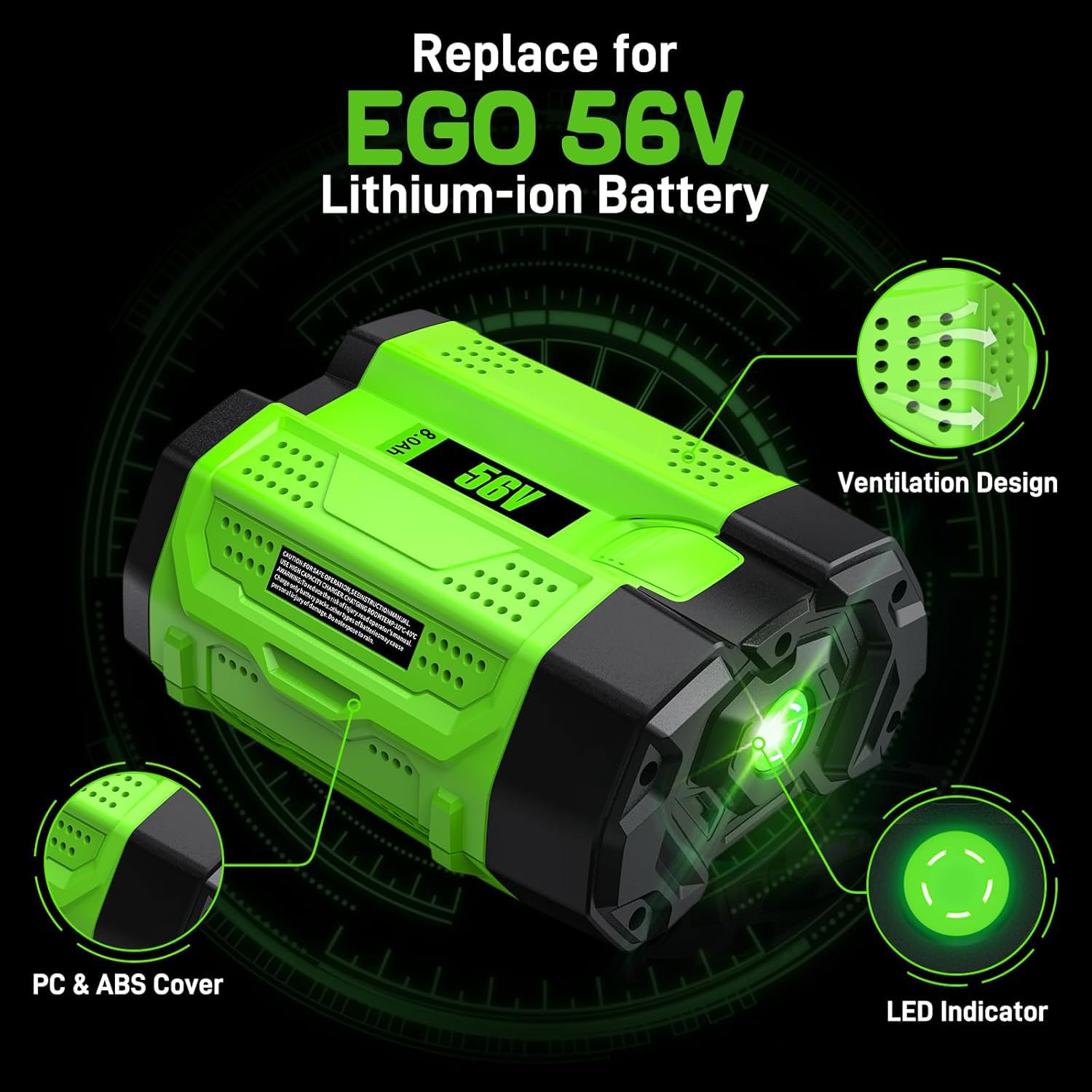 8.0Ah 6V Replacement Battery Compatible with EGO Power Tools - Long Lasting Lithium Ion Battery for Lawn Mowers, String Trimmers & Outdoor Power Equipment
