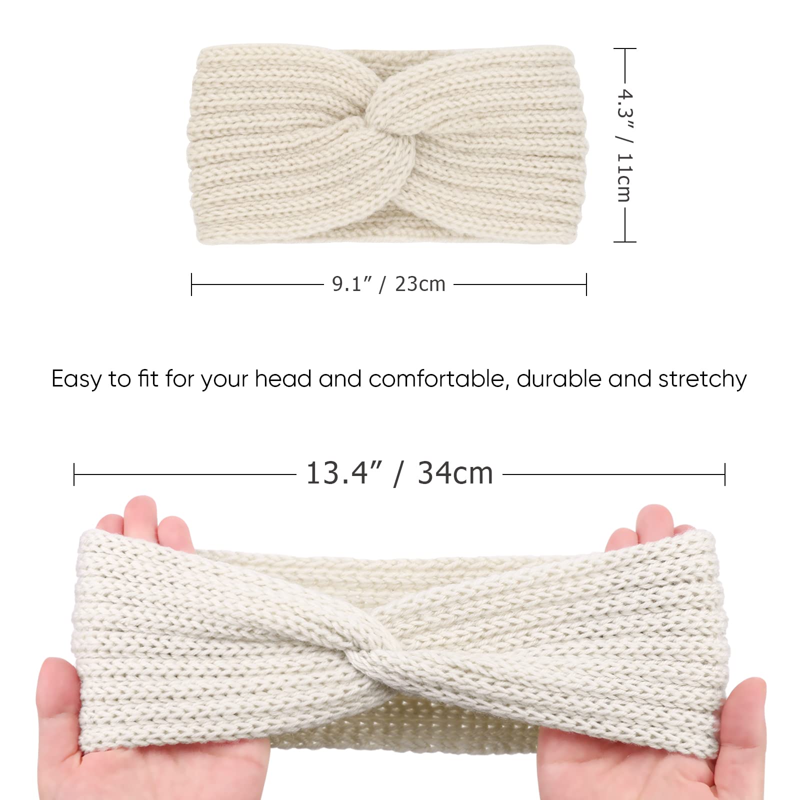 Crochet Ear Warmer Headband Set - 6 Pack Soft Knit Winter Headbands for Women & Girls - Perfect for Skiing, Running, Yoga and Cold Weather Protection