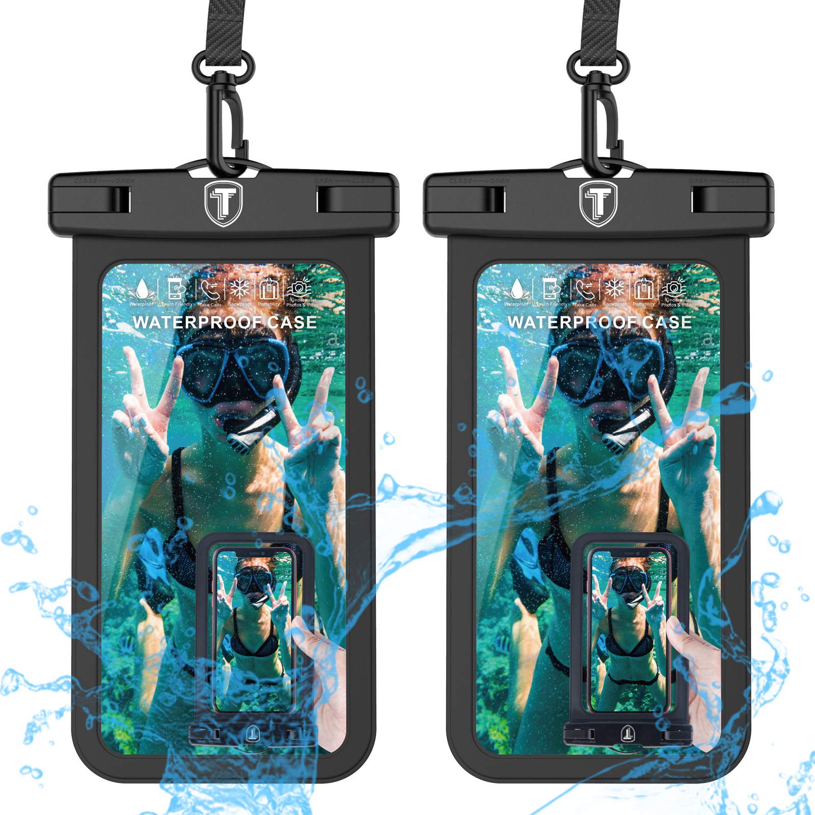 **Tekcoo 2-Pack IPX8 Waterproof Phone Case - Universal Dry Bag Pouch for Samsung Galaxy S24 Ultra/Plus, S23/S22/S21, Note 20, A14/A03S/A15/A23, iPhone 15/14/13/12 Pro Max/XR/SE, Moto G Stylus/Power/Edge 5G UW - Perfect for Swimming, Beach, Kayaking & Outdoor Activities**