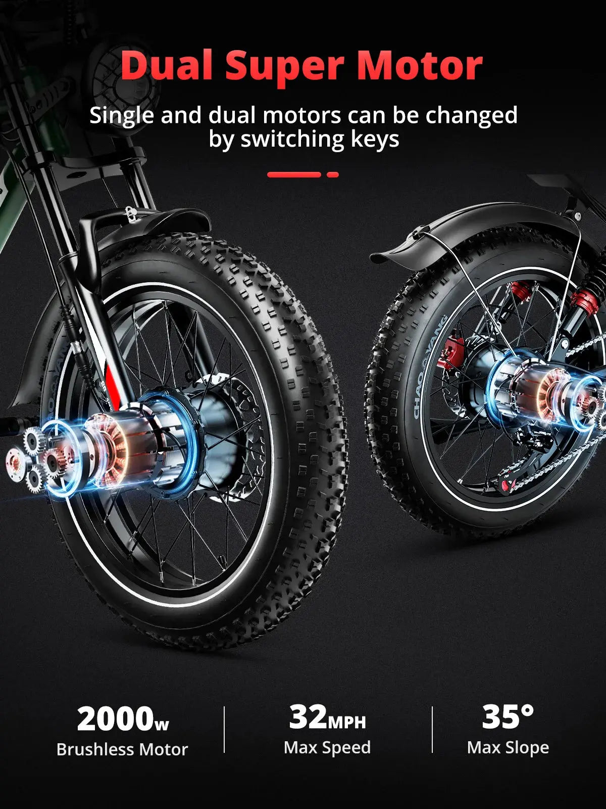 2kW High-Speed 20-Inch Hydraulic Brake Adult Electric Bike - 25AH Dual Motor E-Bike for Commuting & Off-Road Adventures | Perfect for Urban Travel & Mountain Trails