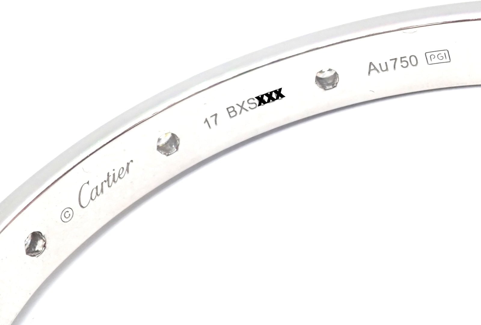 Authentic Cartier Love 18K White Gold Diamond Pave Bangle Bracelet Size 17 - Luxury Jewelry Gift for Women, Anniversary & Special Occasions