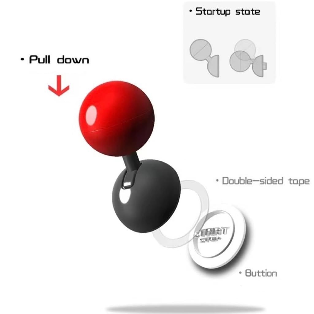 Car Push Start Button - Full Metal Ball-bar One-Touch Engine Starter for Automotive (Red) - Easy DIY Installation